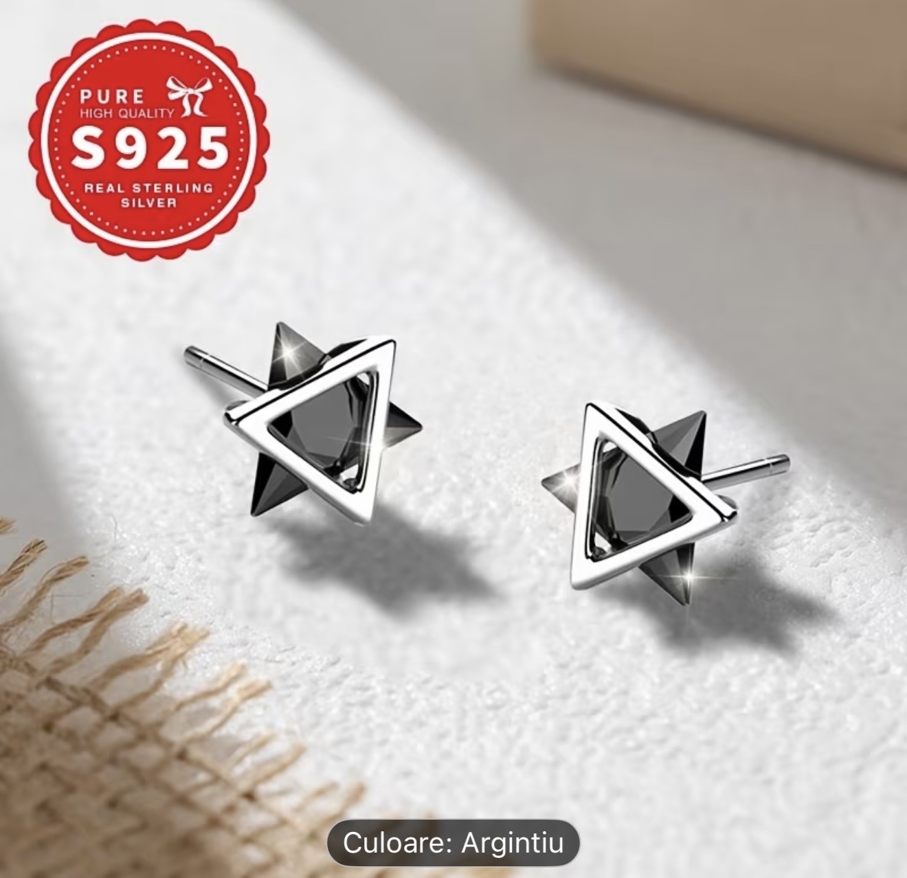 Cercei geometrici din argint sterling