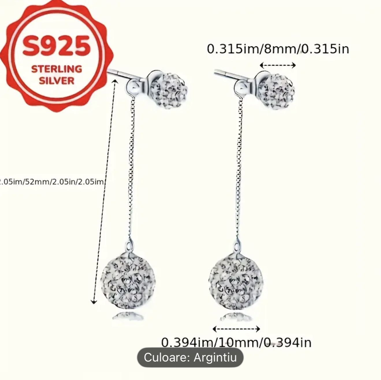 Cercei cu picătură de argint