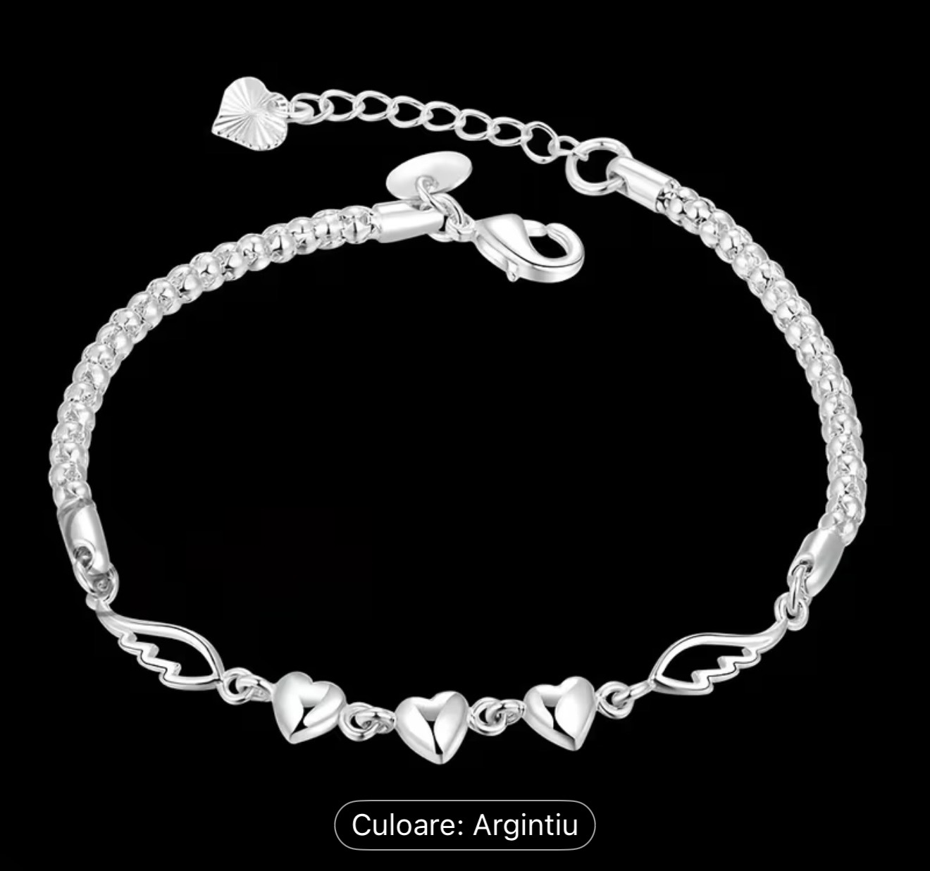 Brățară de gleznă din argint 925 cu inimă