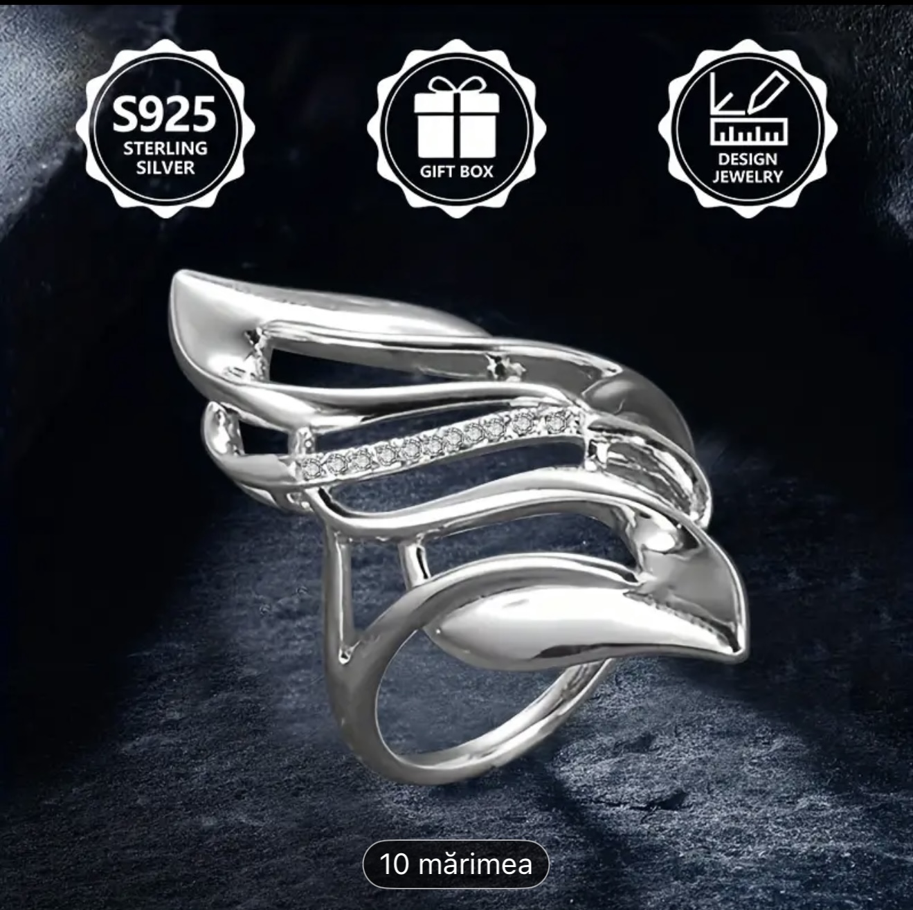 Inel cu design cu aripi de argint