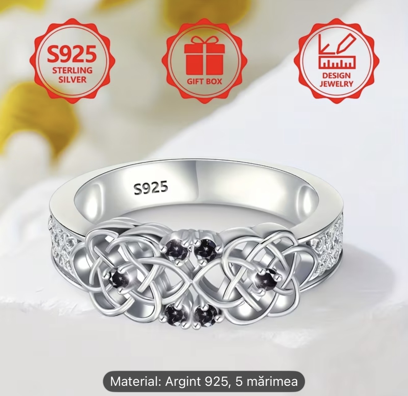 Inel din argint sterlin cu nod celtic