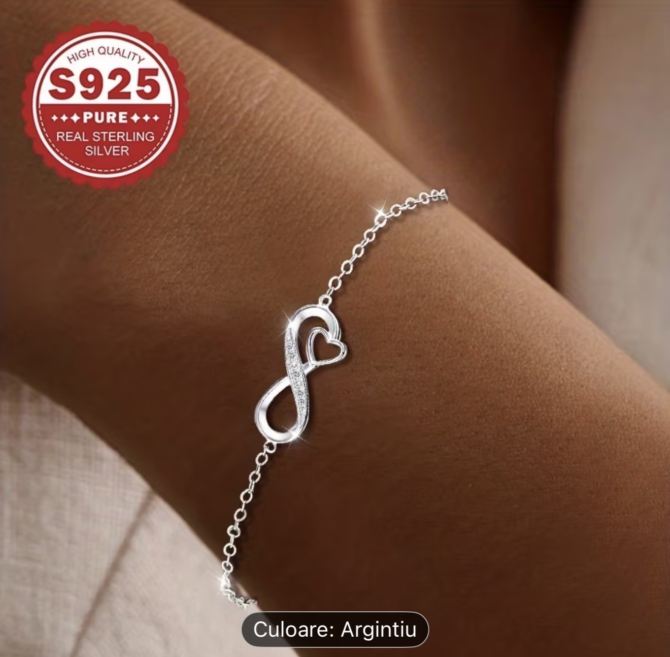 Brățară din argint 925 cu inimă infinită