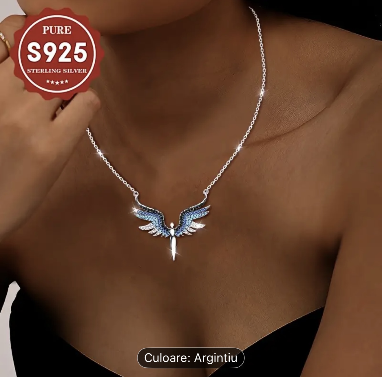 Colier cu aripi de înger din argint