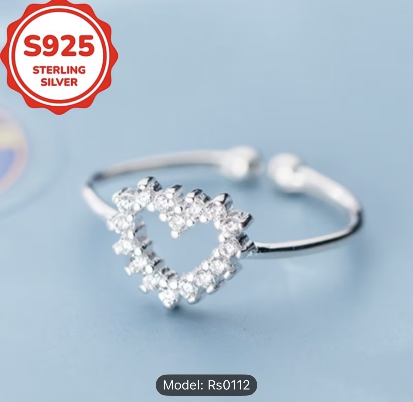 Inel inimă din argint sterling