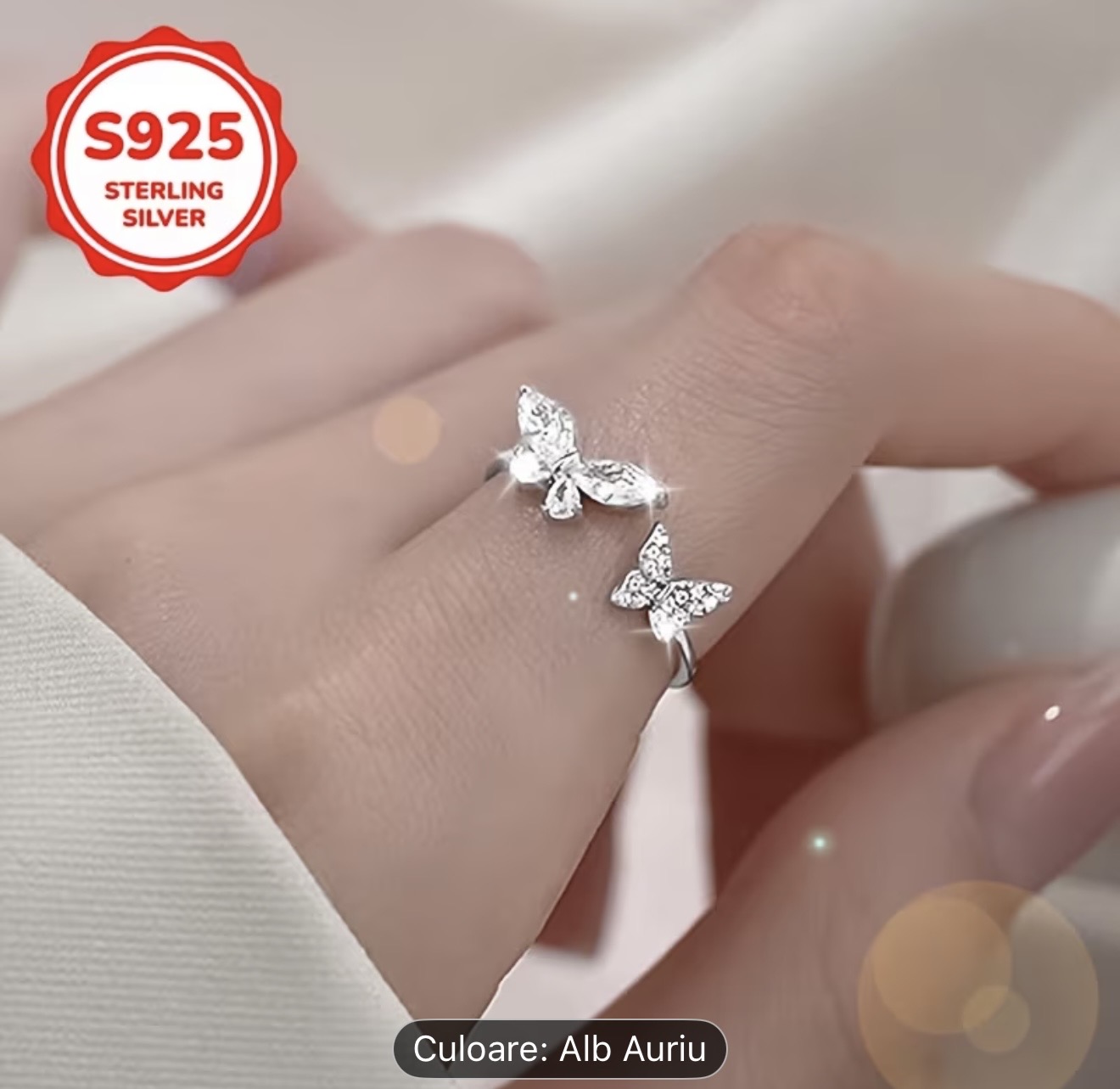 Inel fluture din argint
