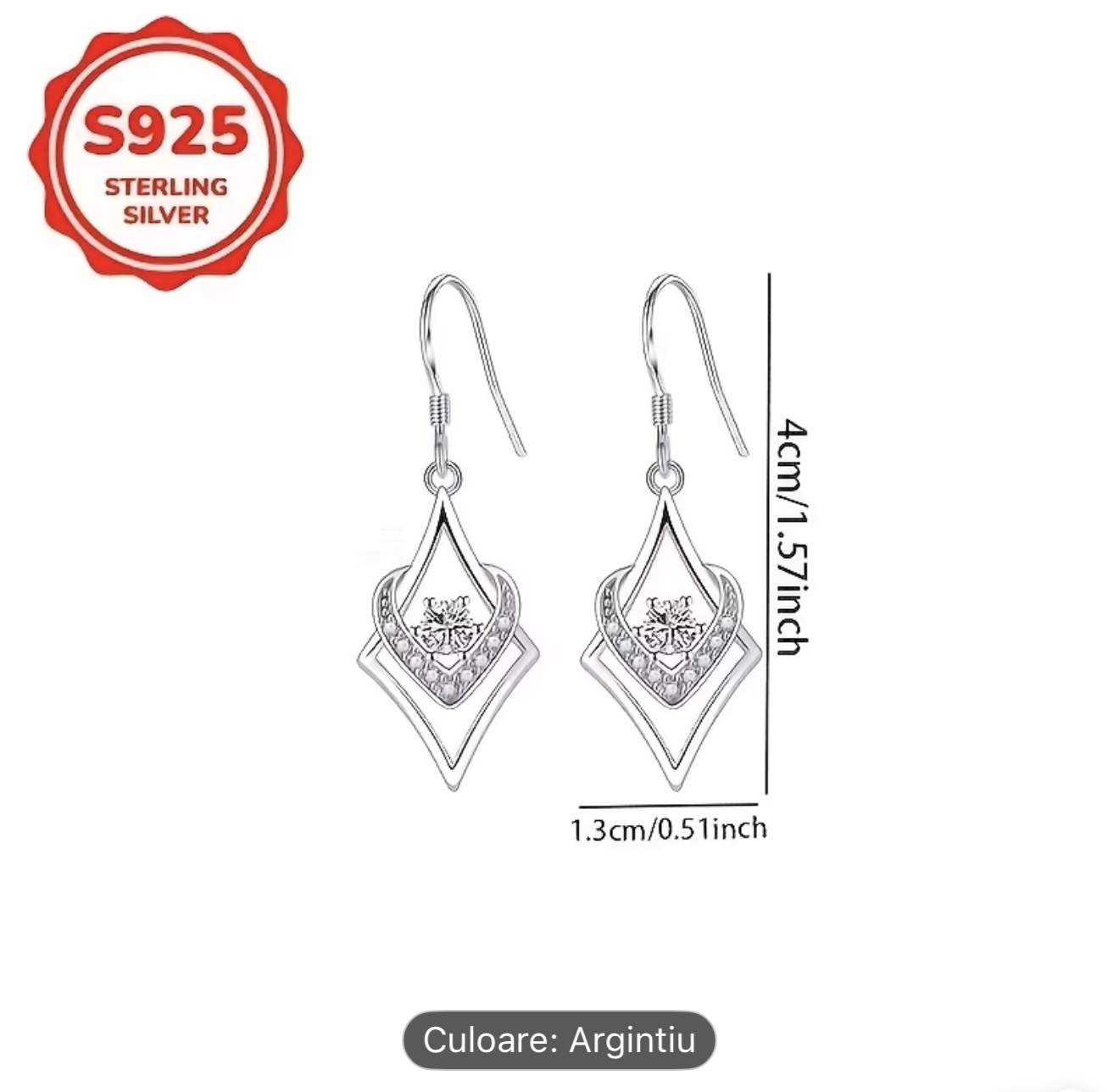 Cercei geometrici din argint 925