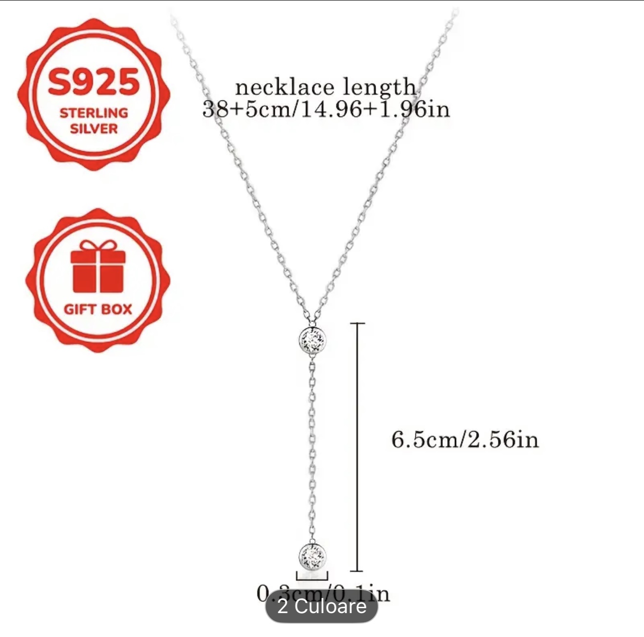 Colier elegant cu lariat din argint