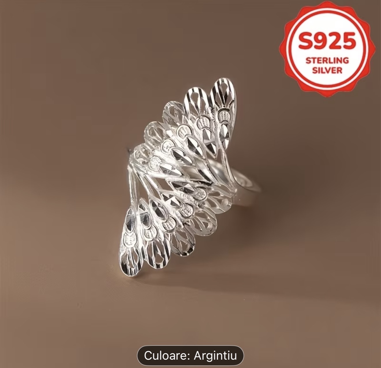 Inel cu frunze de argint