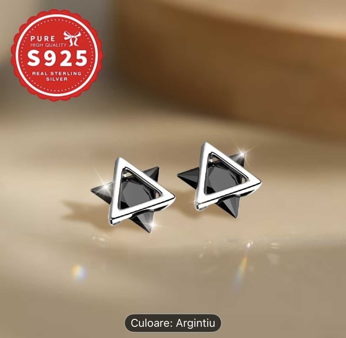 Cercei geometrici din argint sterling