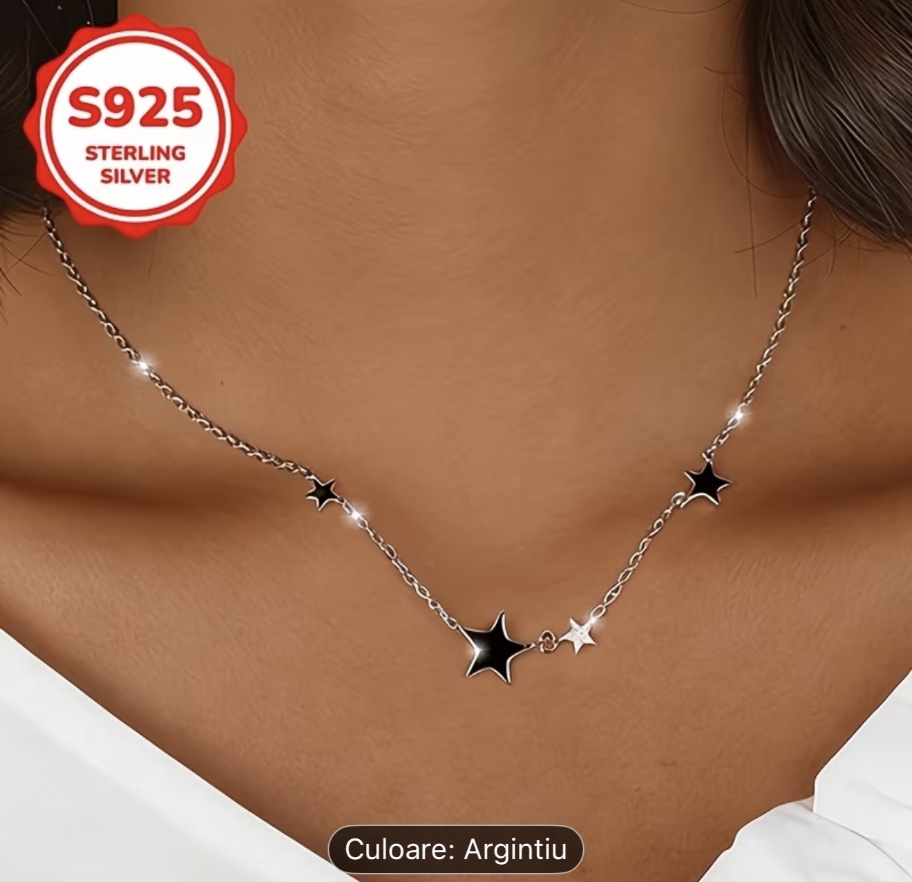 Colier din argint 925 cu stea neagră