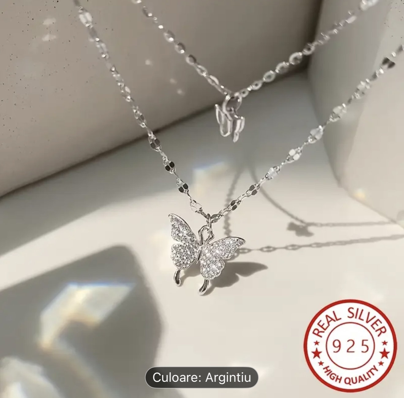 Set colier fluture argint