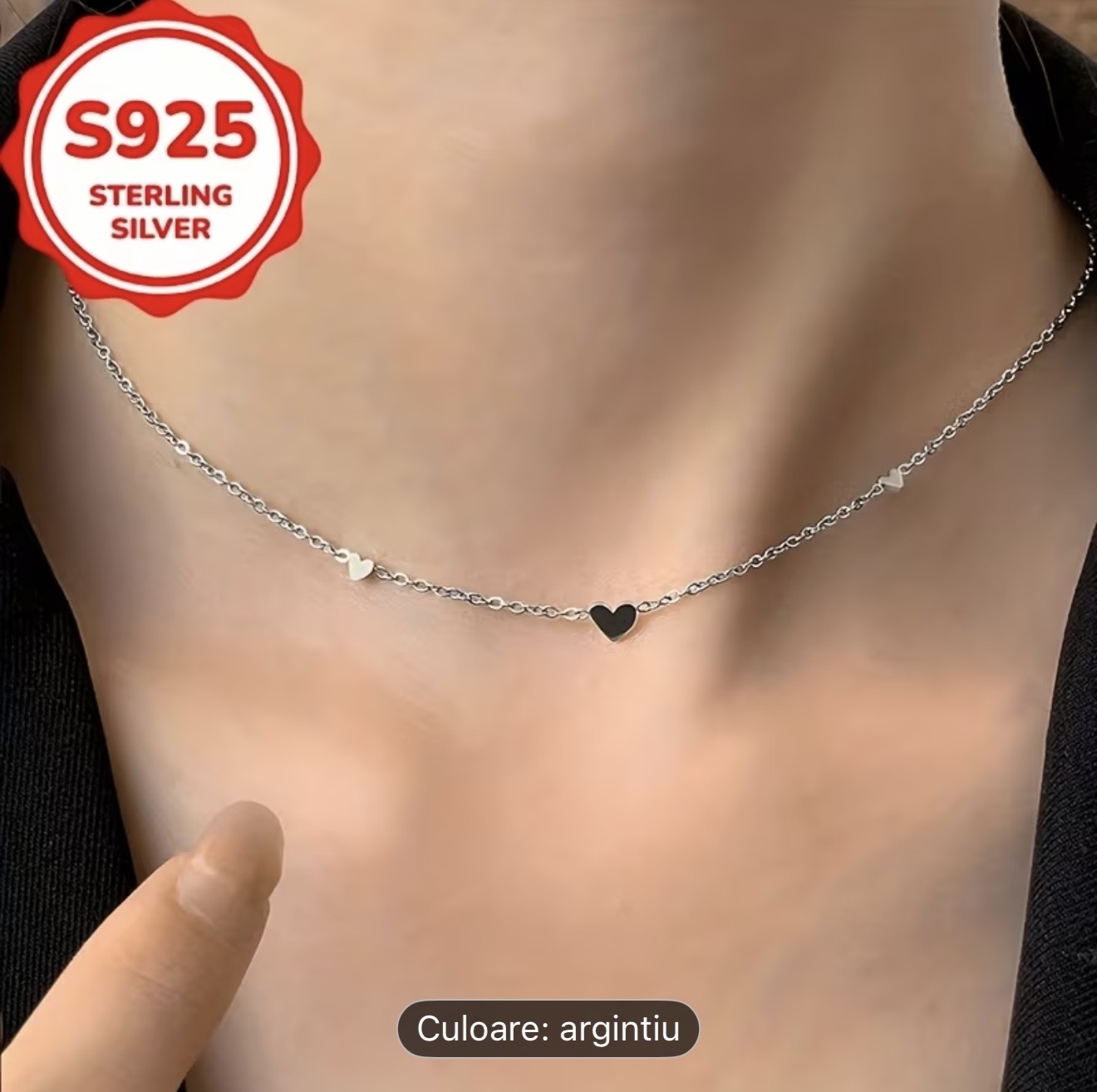 Colier inimă din argint
