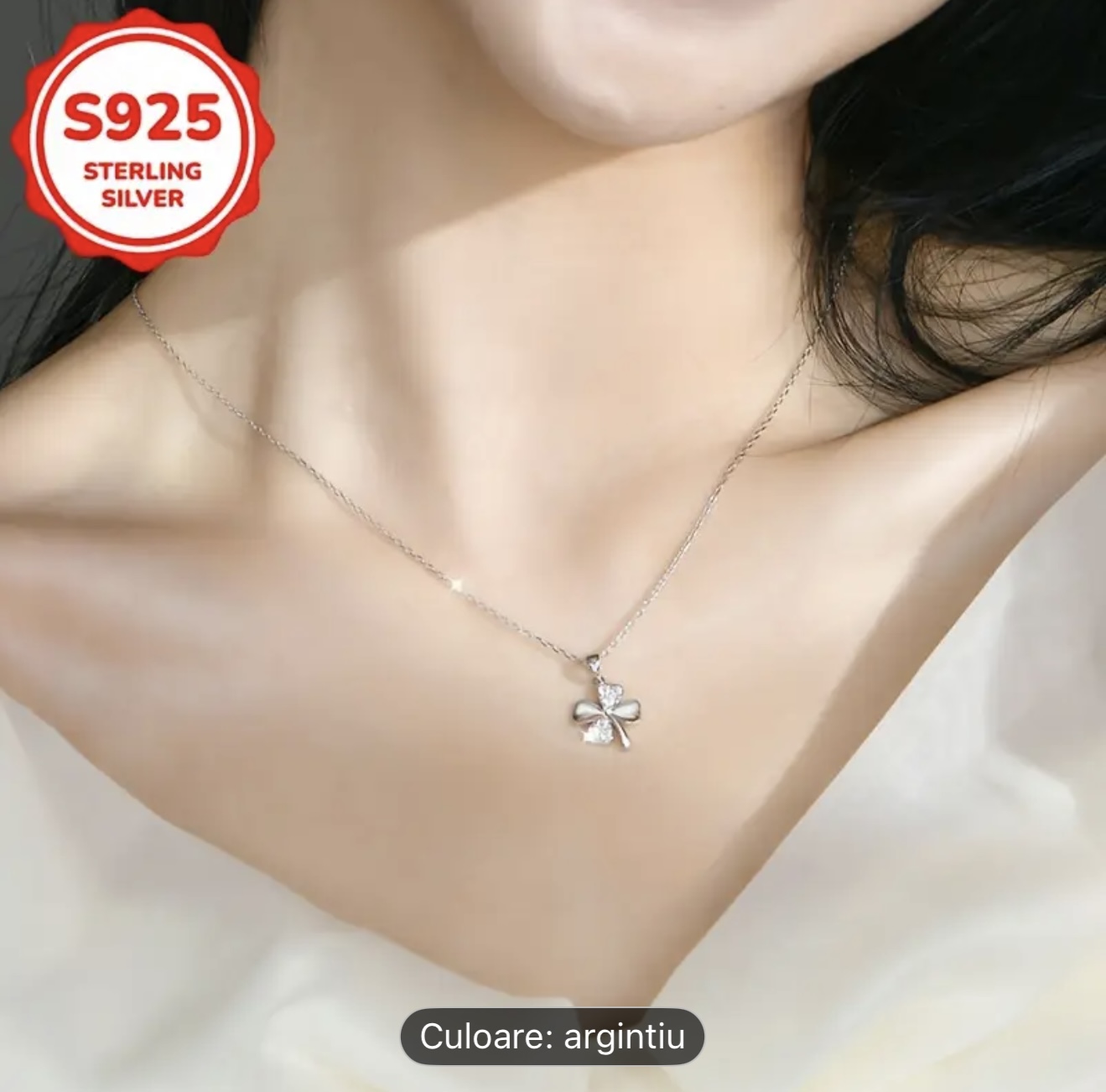 Colier din argint cu trifoi cu patru foi