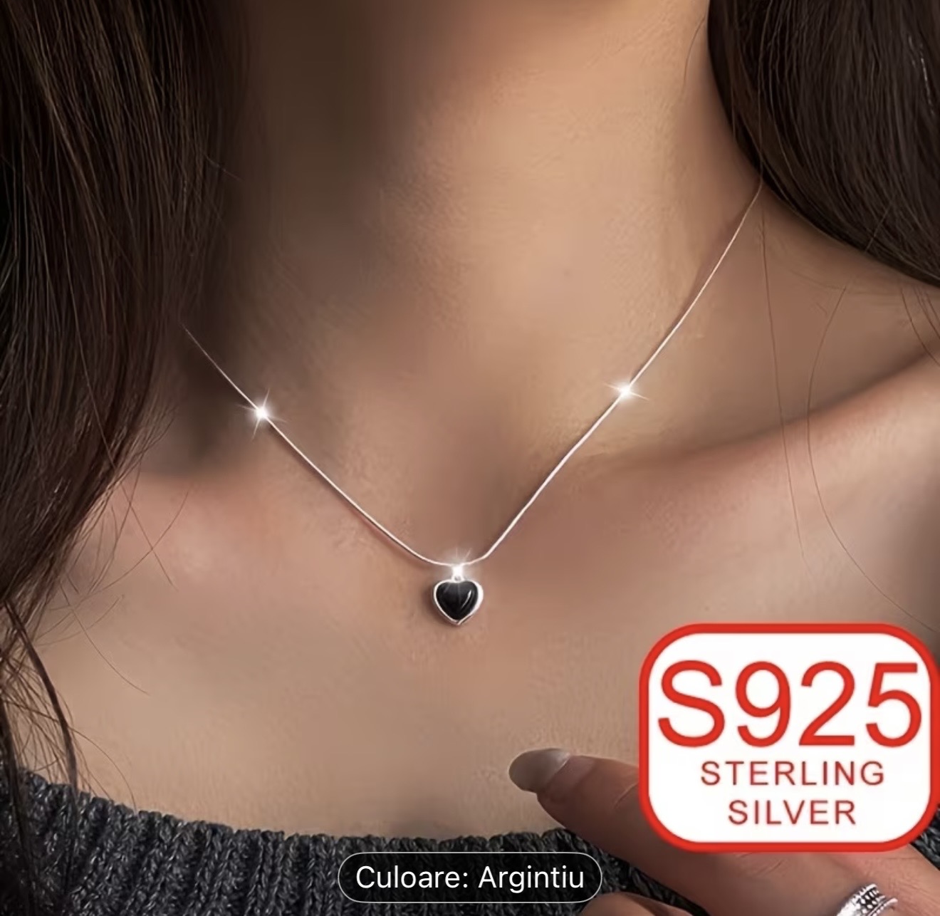 Colier cu pandantiv inimă din argint S925