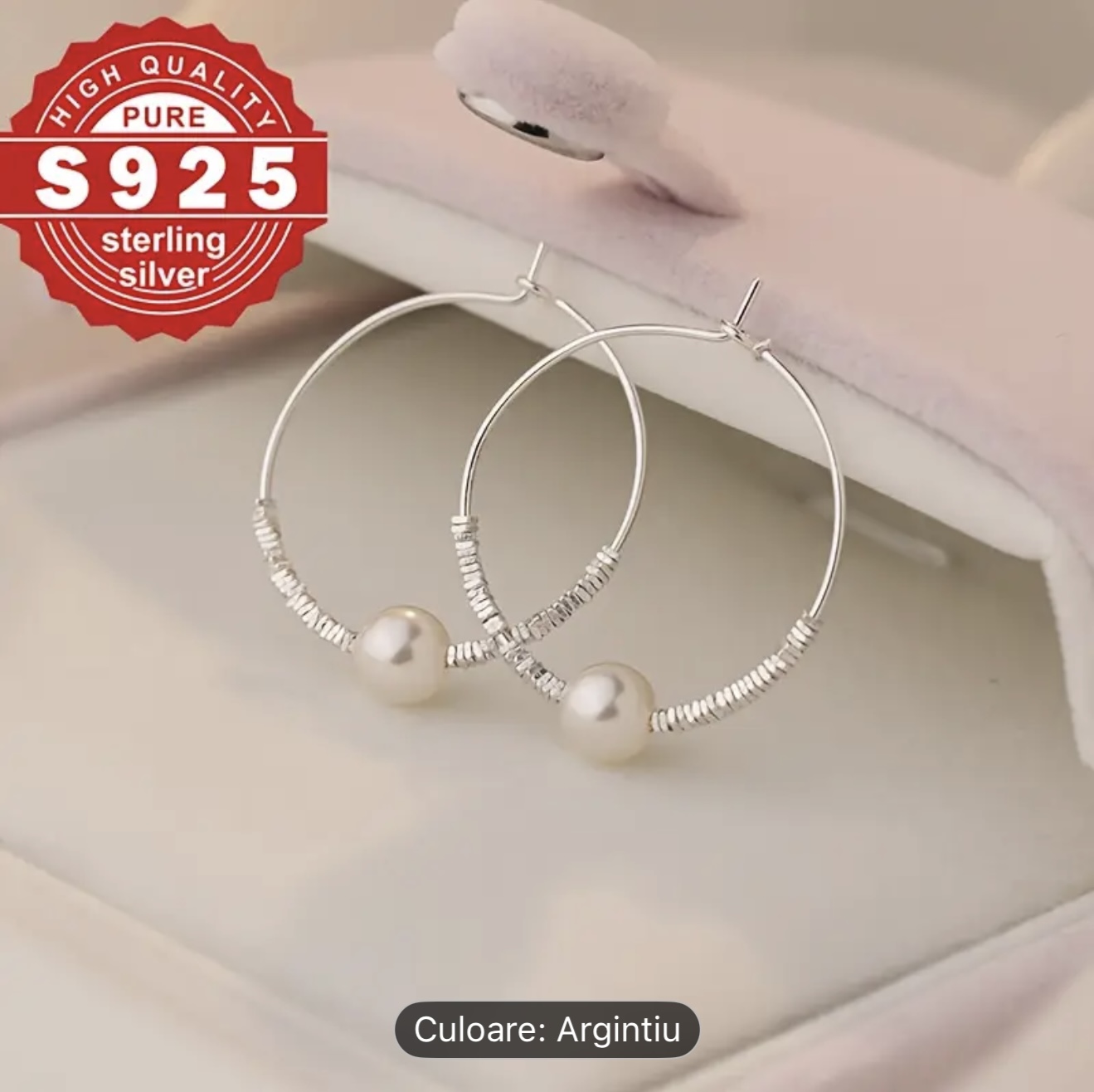 Cercei cu perle de argint