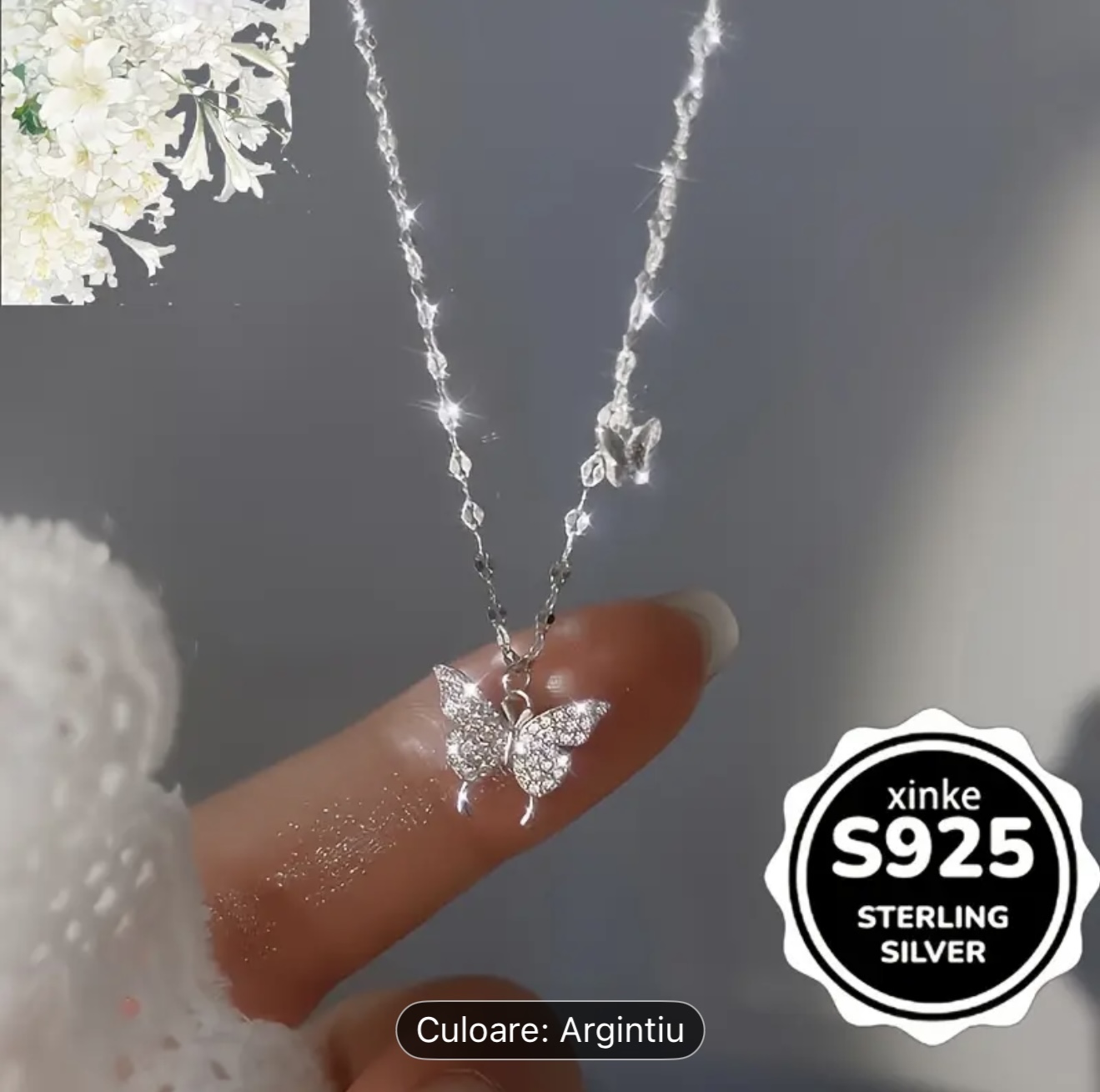 Colier Fluture din Argint Sterling