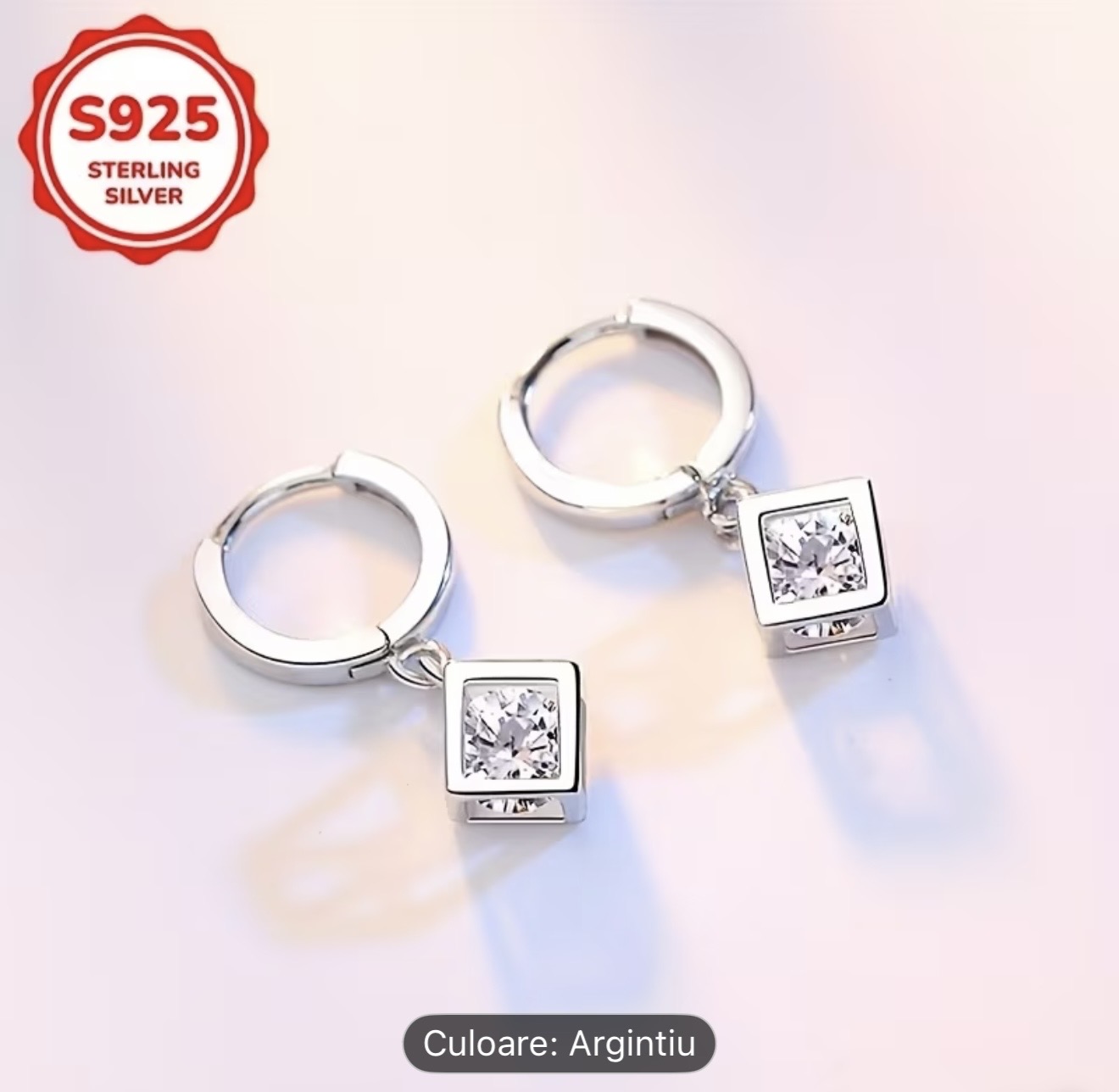 Cercei geometrici din argint 925