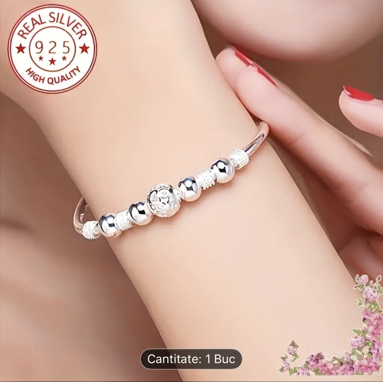 Bratara de argint cu bilute gravate