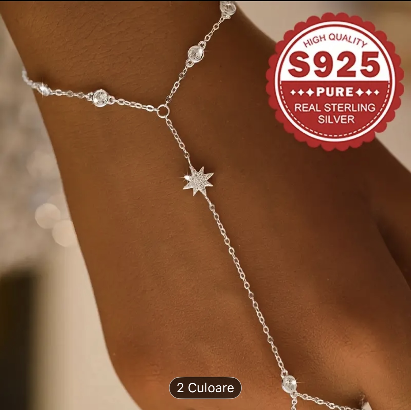 Brățară cu lanț de mână cu stea de argint