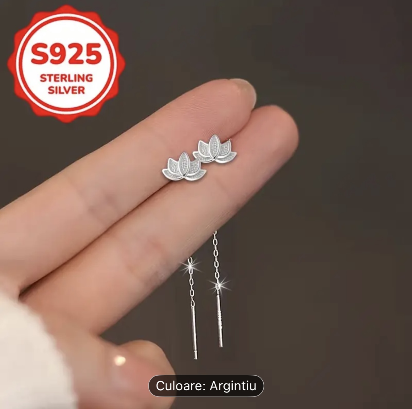 Cercei din argint cu flori de lotus