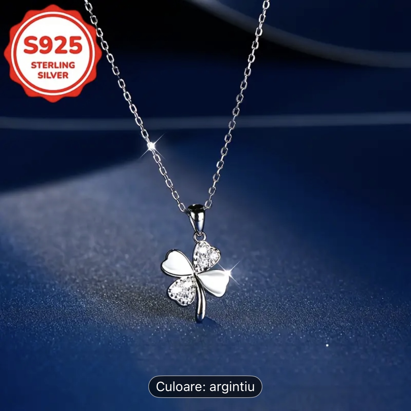 Colier din argint cu trifoi cu patru foi