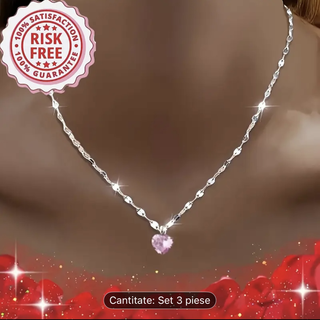 Set de bijuterii din cristal în formă de inimă