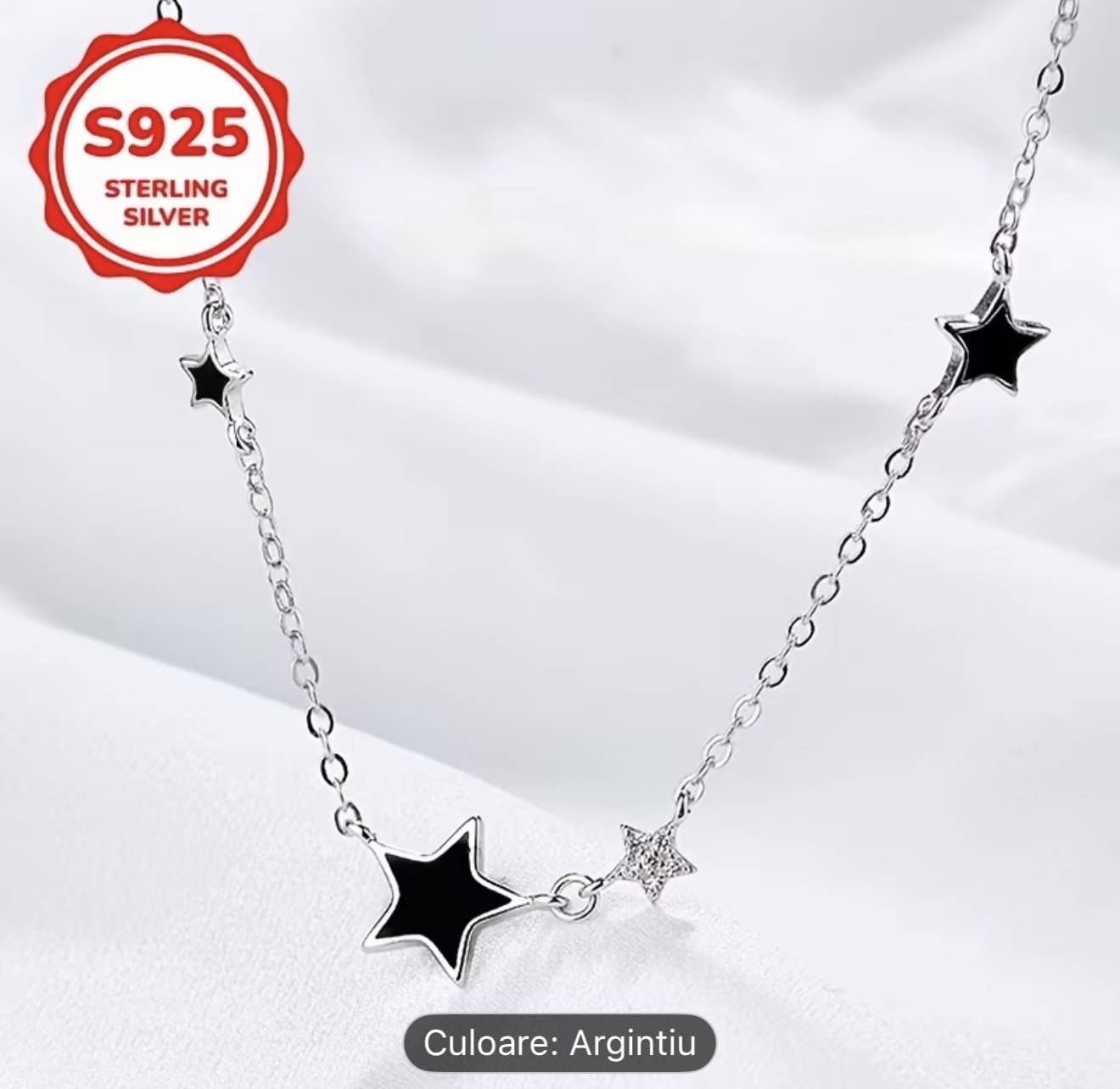 Colier din argint 925 cu stea neagră