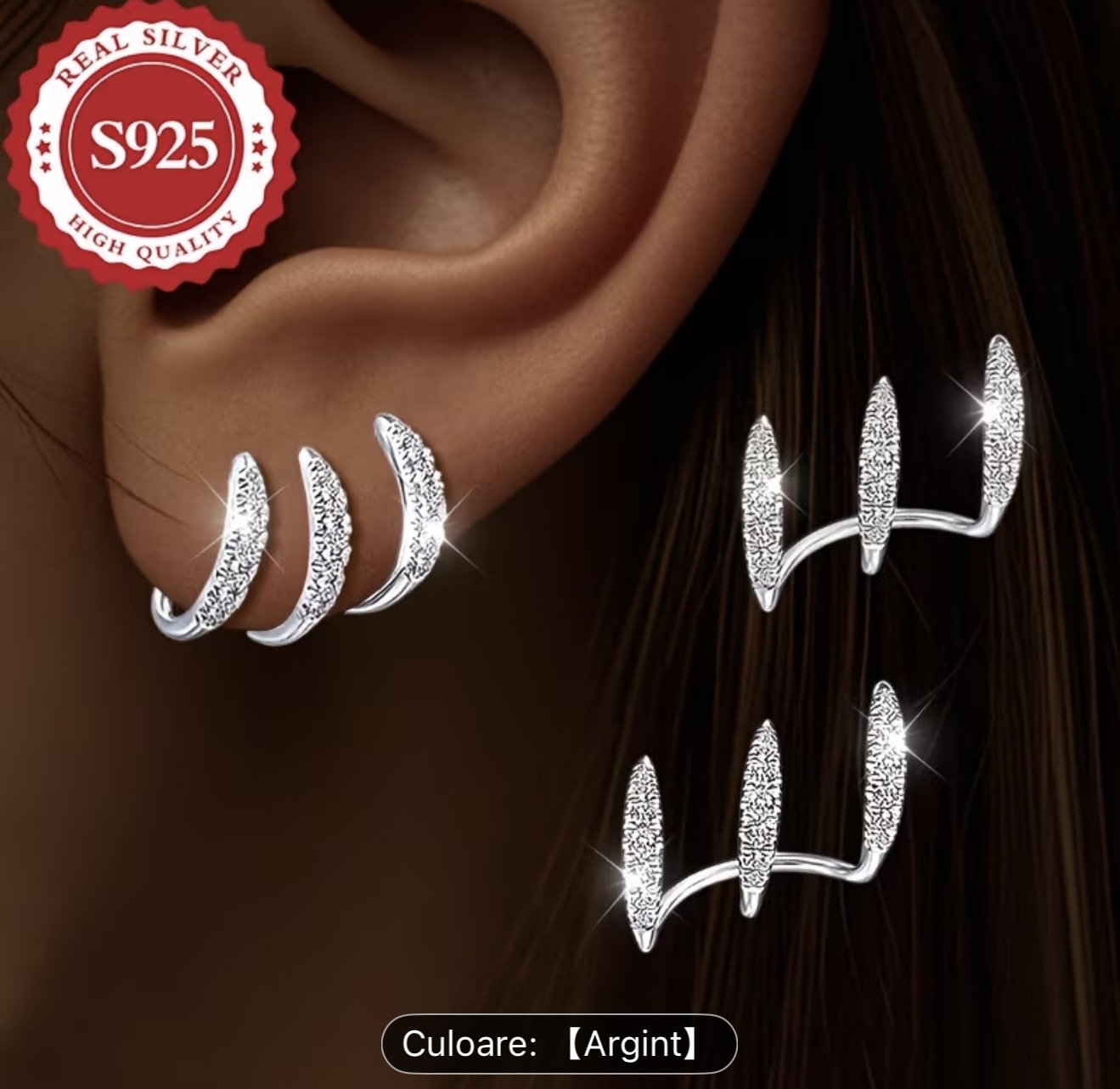 Cercei alpiniști din argint 925