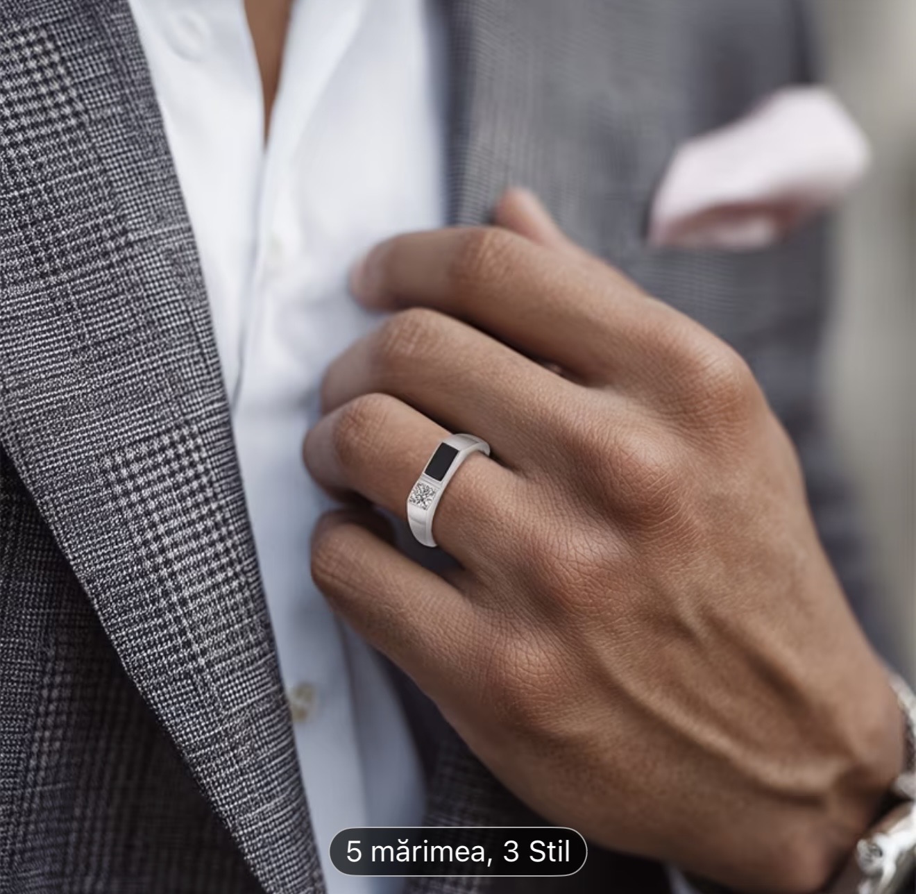 Inel elegant cu sigiliu din argint pentru bărbați