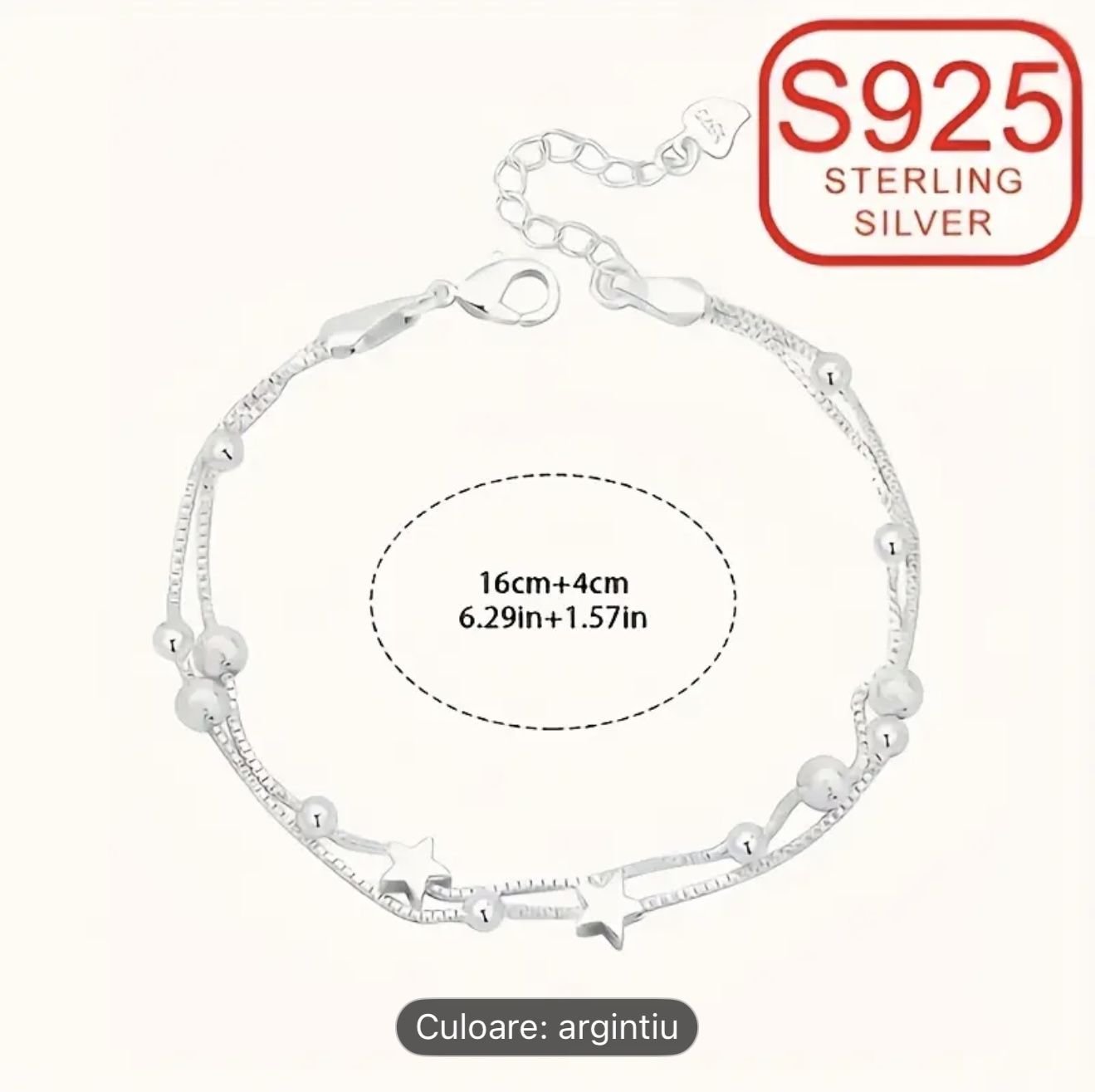 Brățară din argint cu bilute si stelute