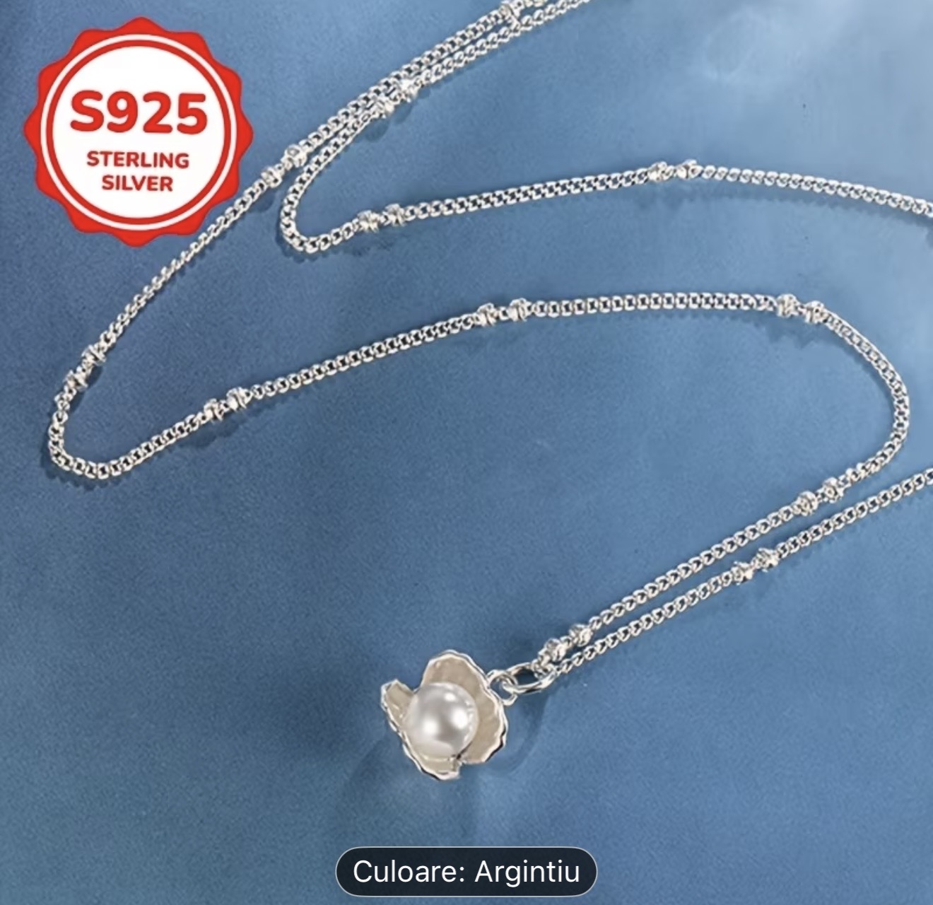 Colier cu pandantiv din argint sterling și perle