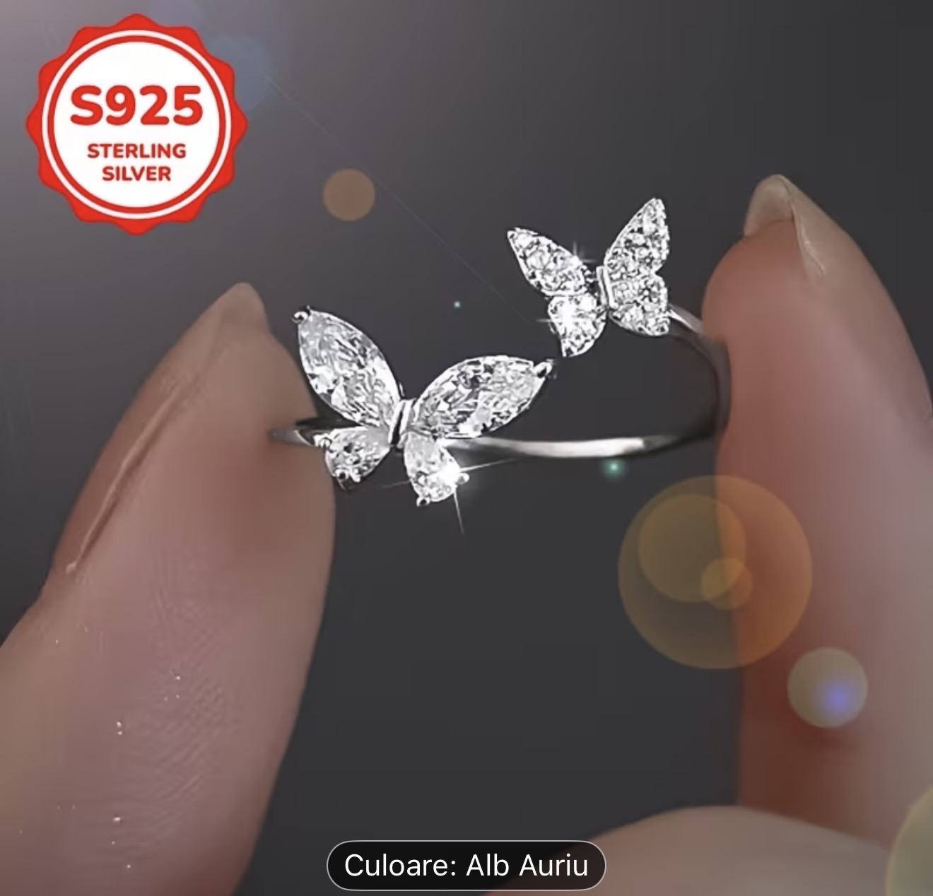 Inel fluture din argint