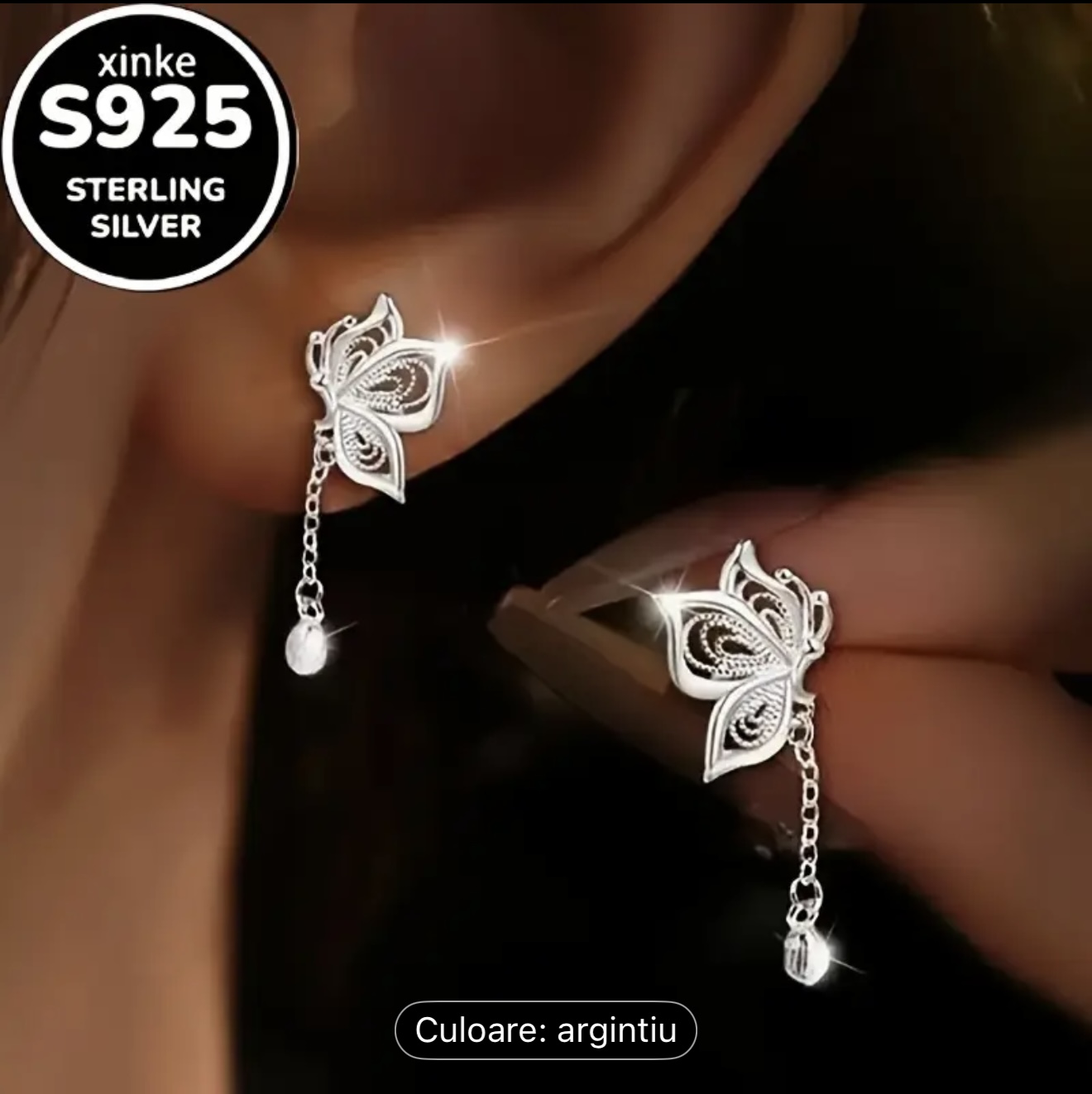 Cercei Fluture Argint