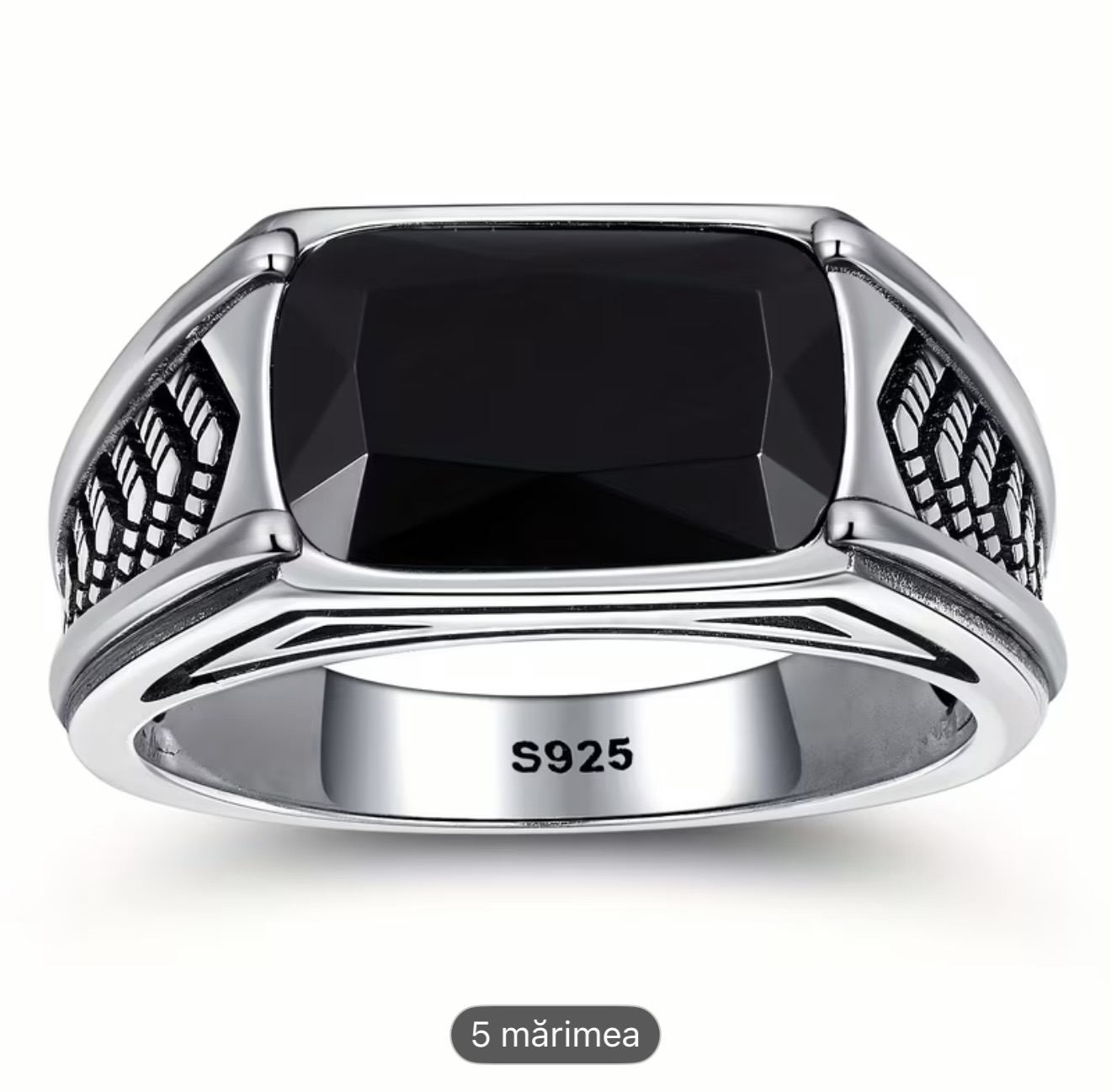Inel bărbătesc din onix negru, argint