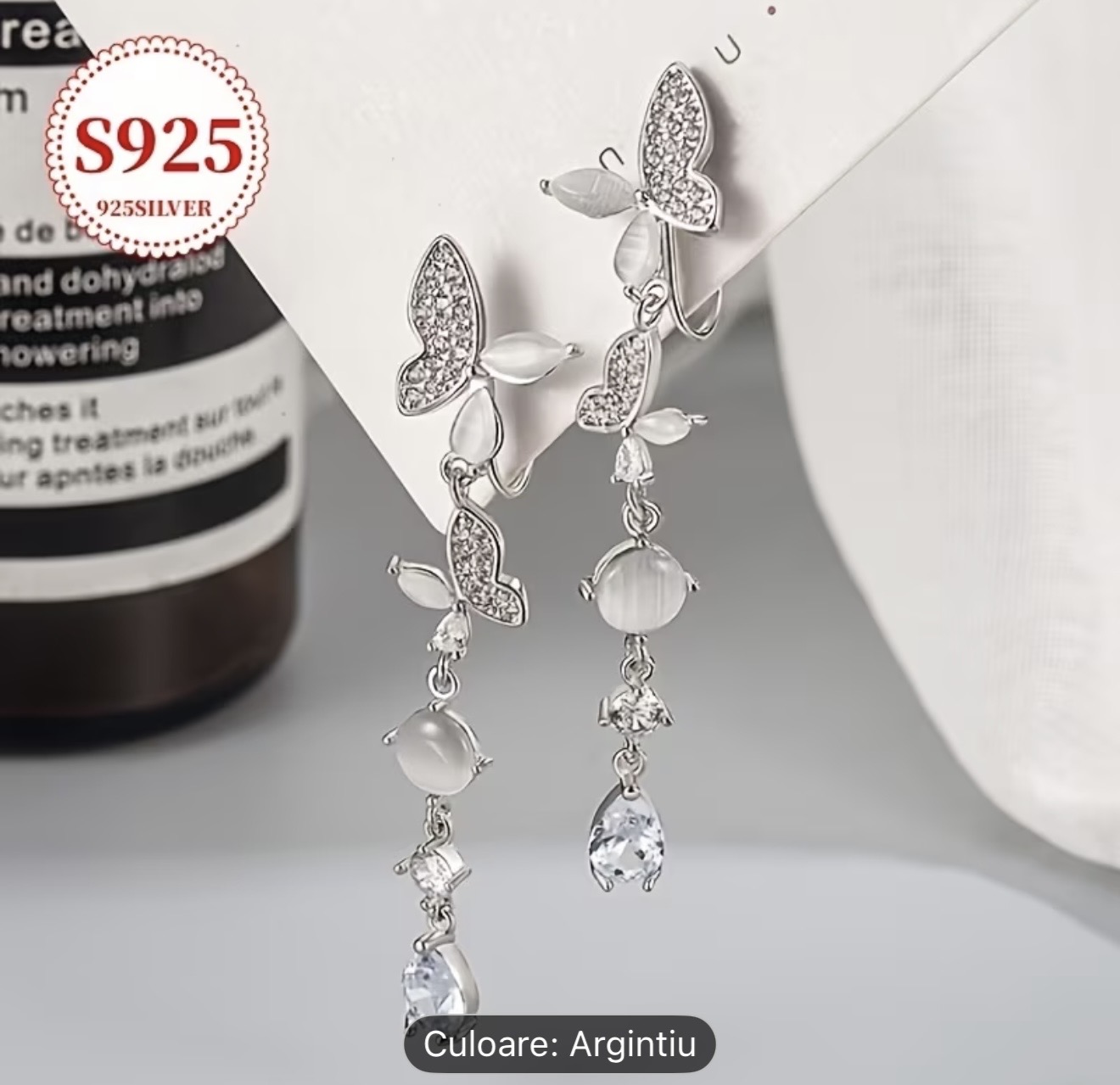 Cercei eleganți din argint 925 cu fluturi