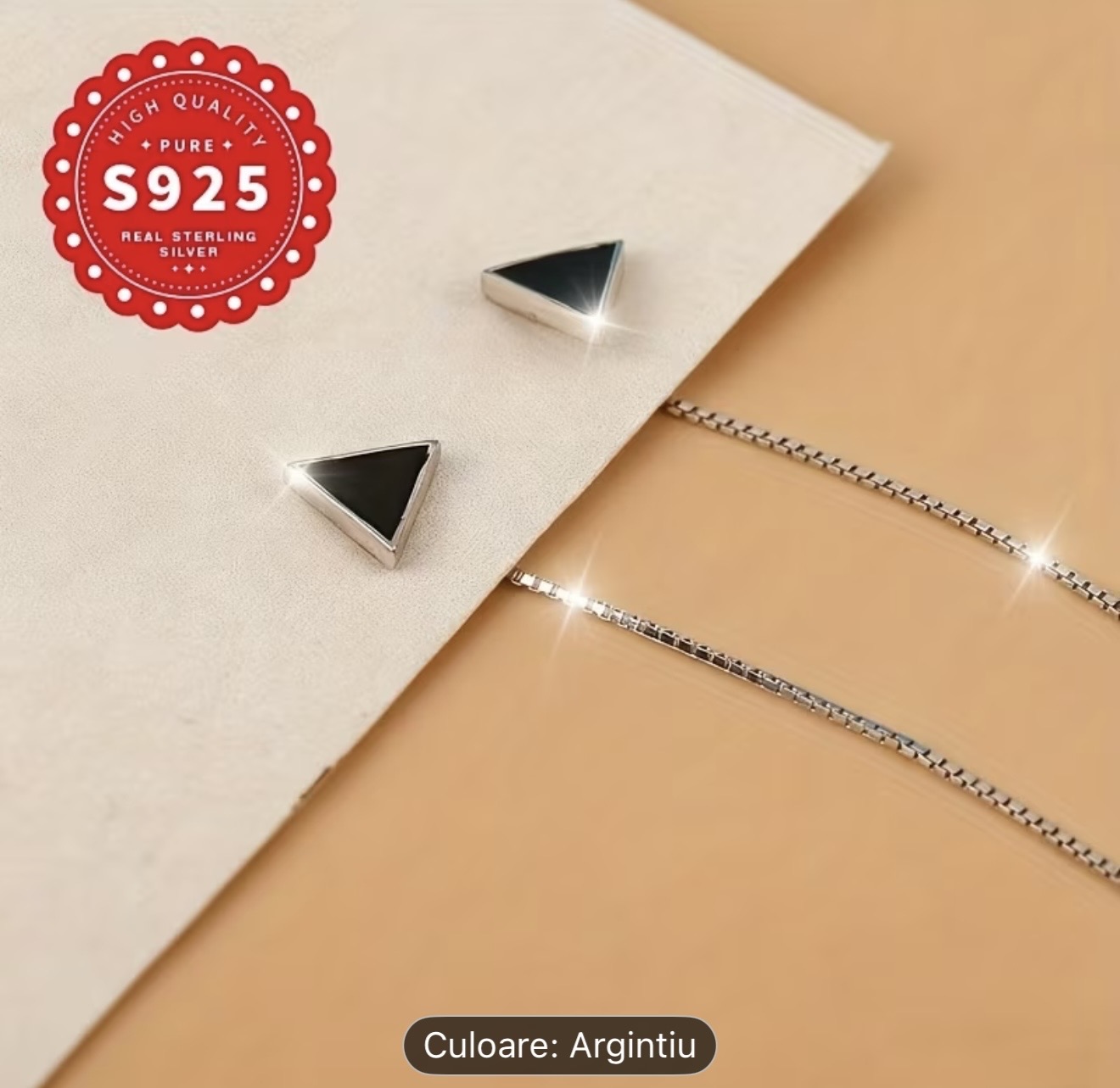 Cercei geometrici din argint sterlin cu filet