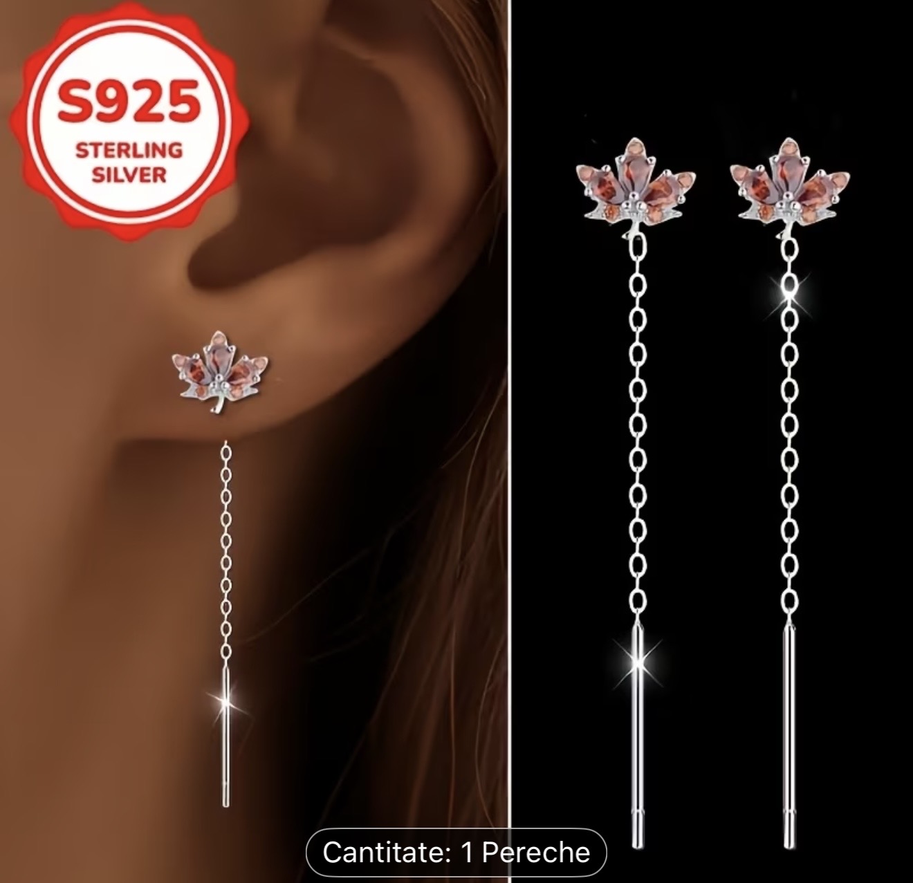 Cercei Florali din Argint Sterling