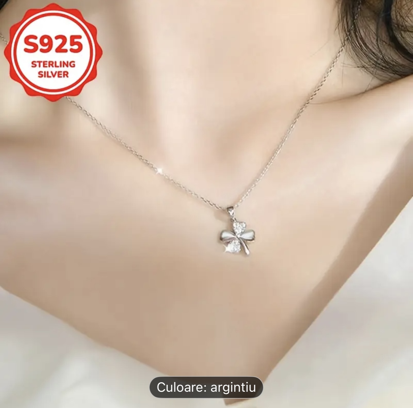 Colier din argint cu trifoi cu patru foi