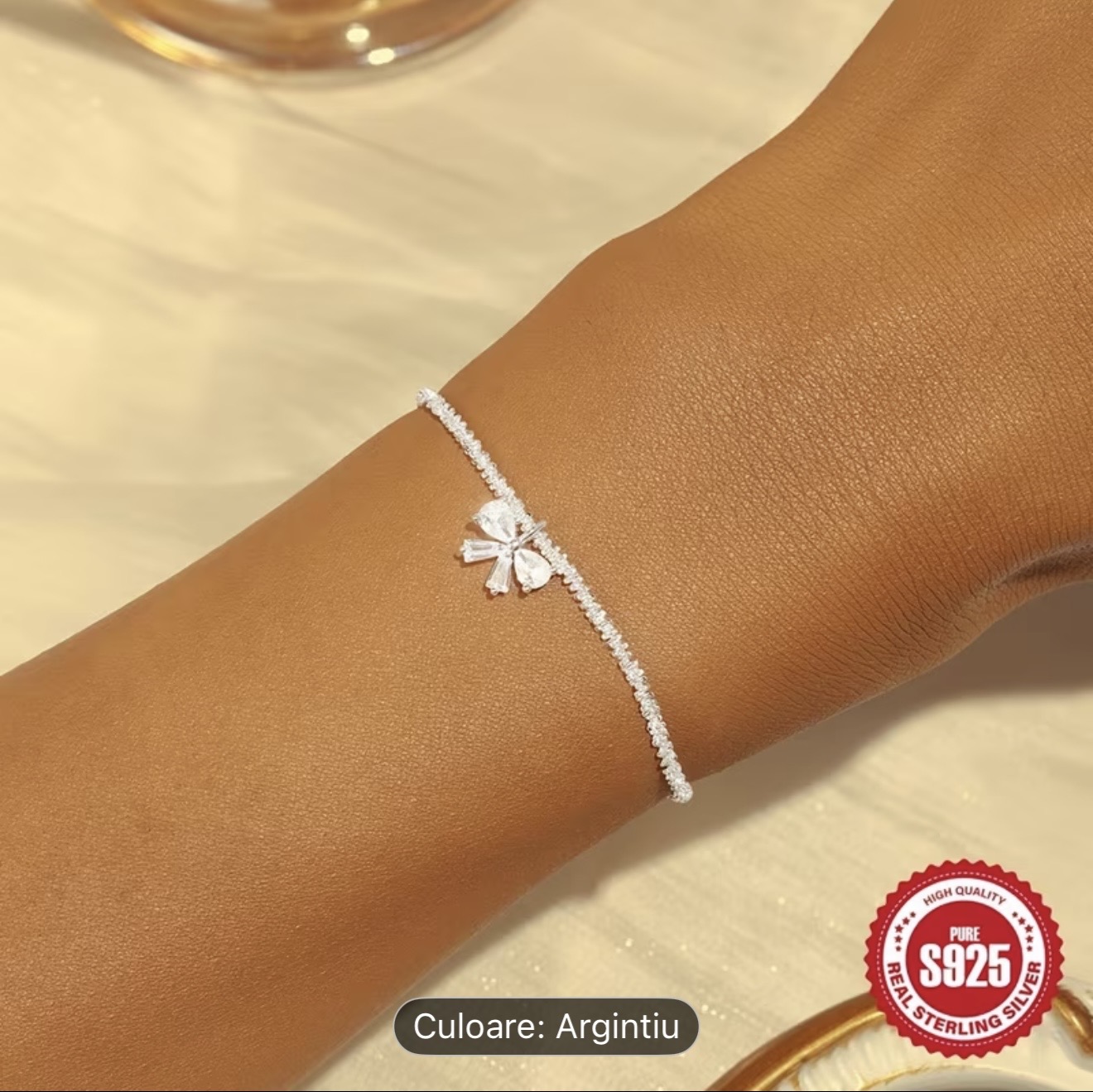 Brățară din argint sterlin cu trifoi cu patru foi