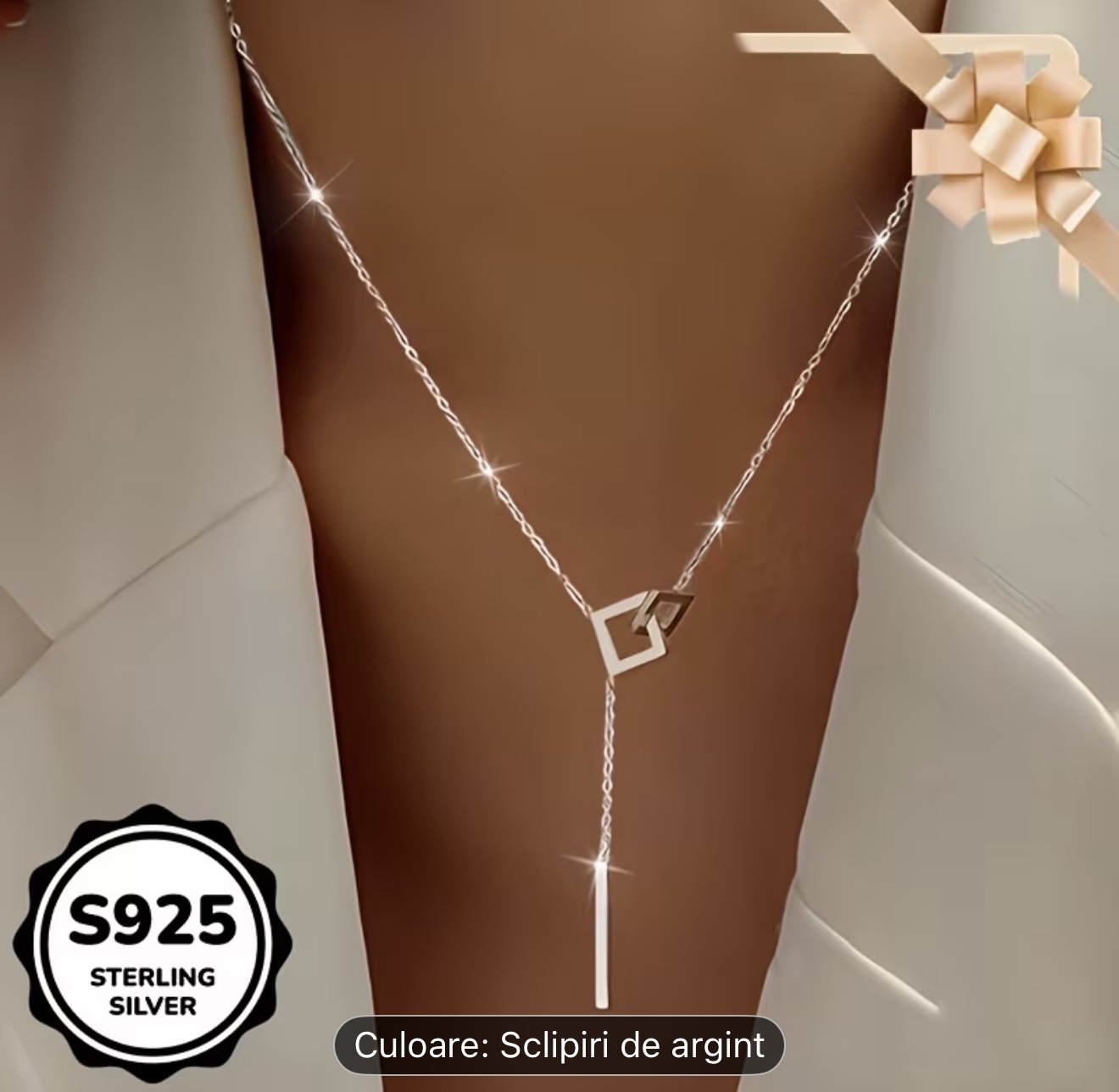 Colier cu pandantiv din argint geometric