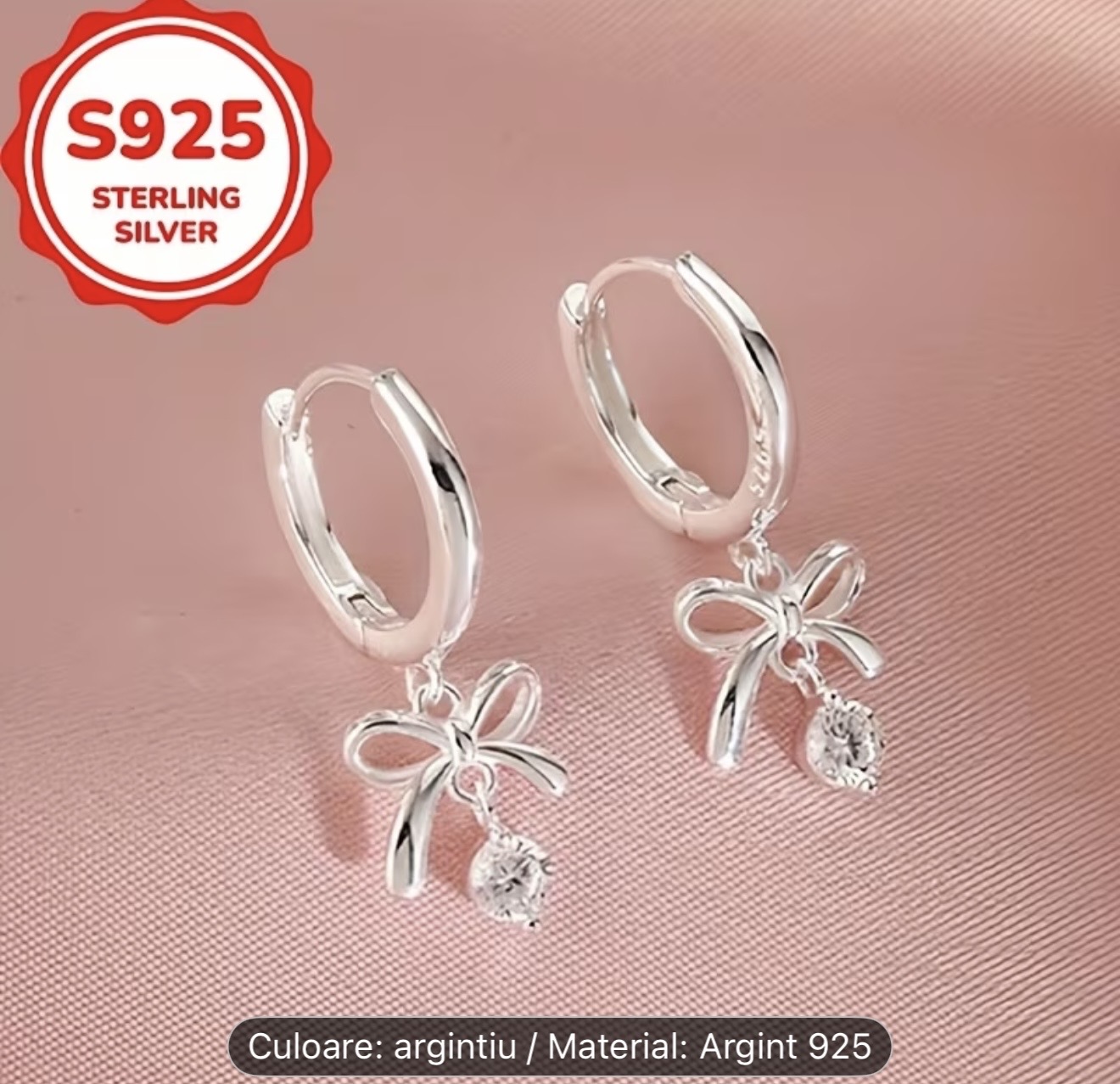 Cercei cu fundă din argint 925