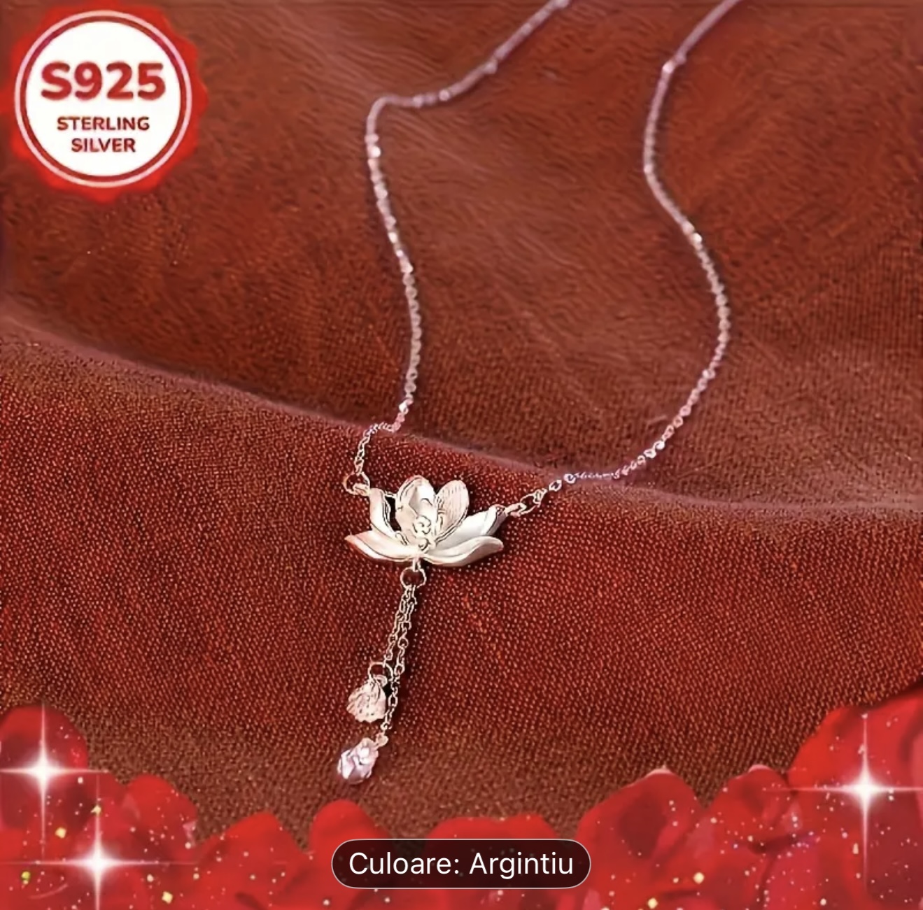 Colier din argint cu flori de lotus