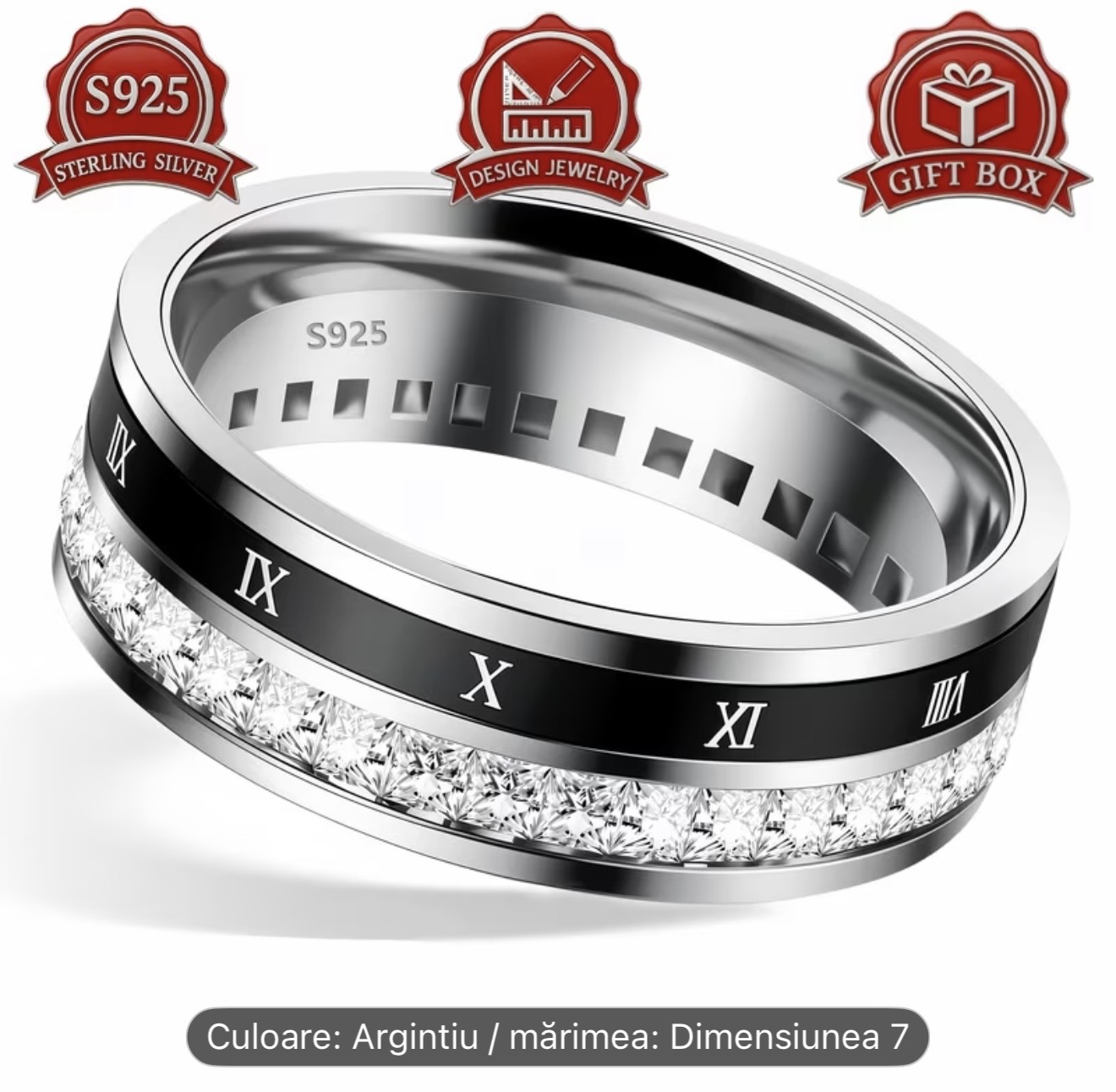 Inel de argint cu cifre romane