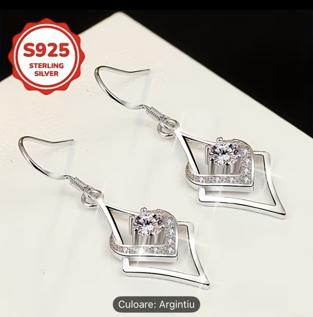 Cercei geometrici din argint 925