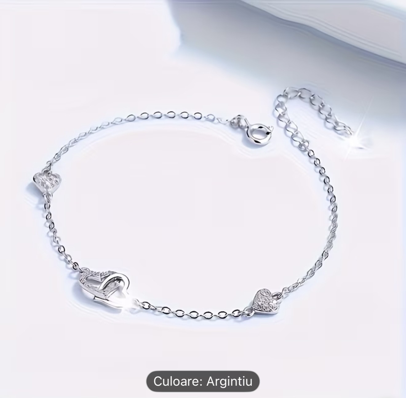 Brățară inimă de argint