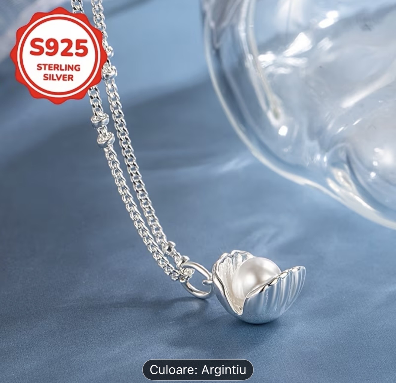 Colier cu pandantiv din argint sterling și perle