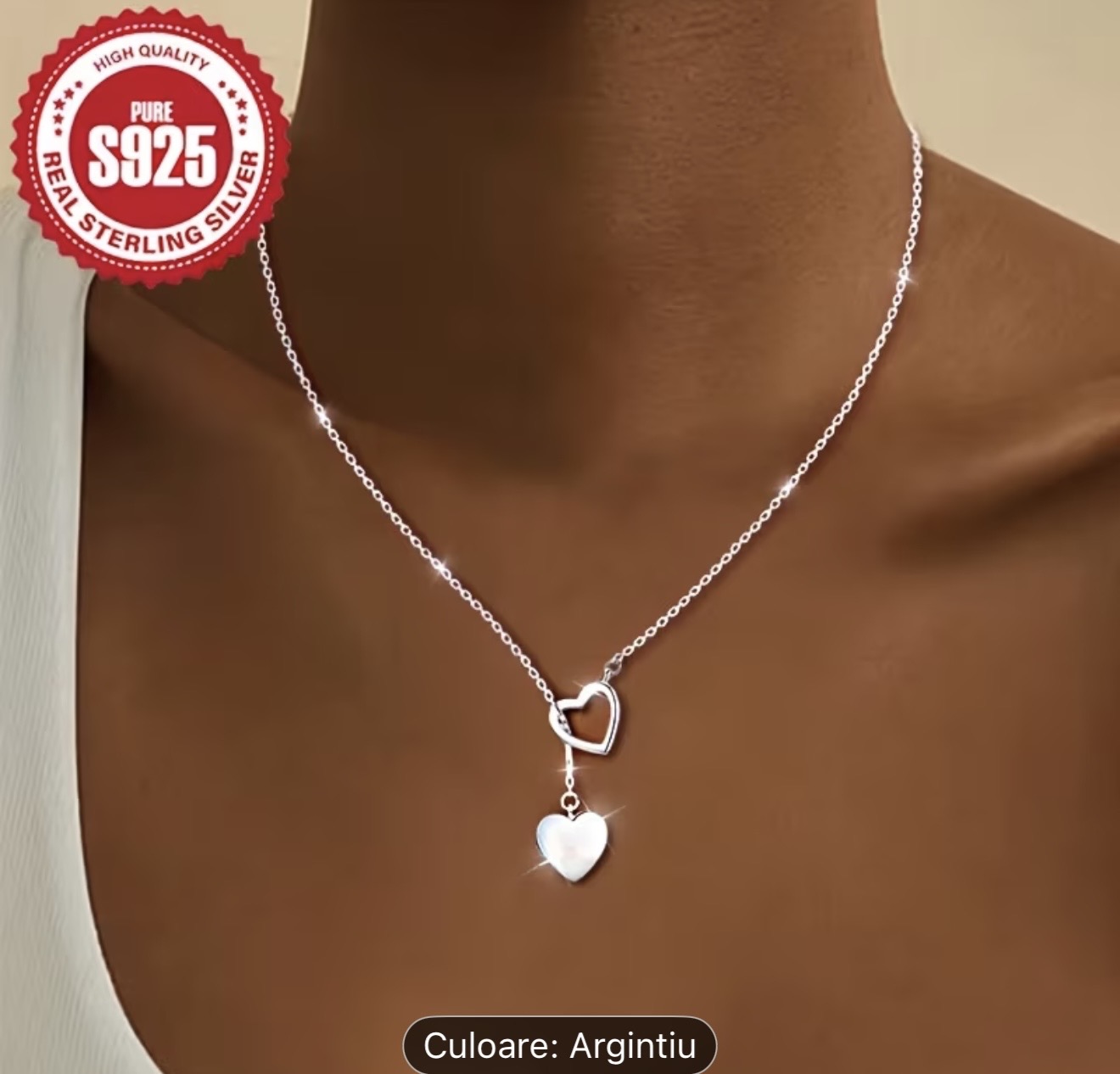 Colier cu pandantiv inimă din argint sterling