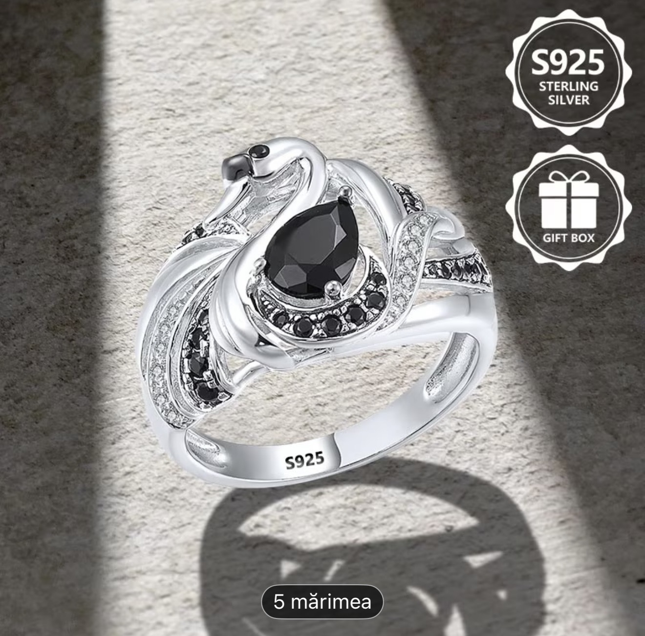 Inel de argint Sterling Swan