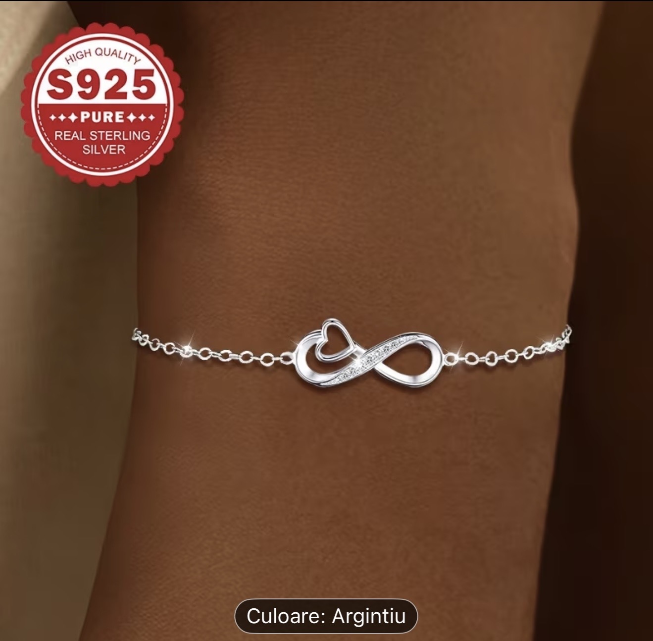 Brățară din argint 925 cu inimă infinită