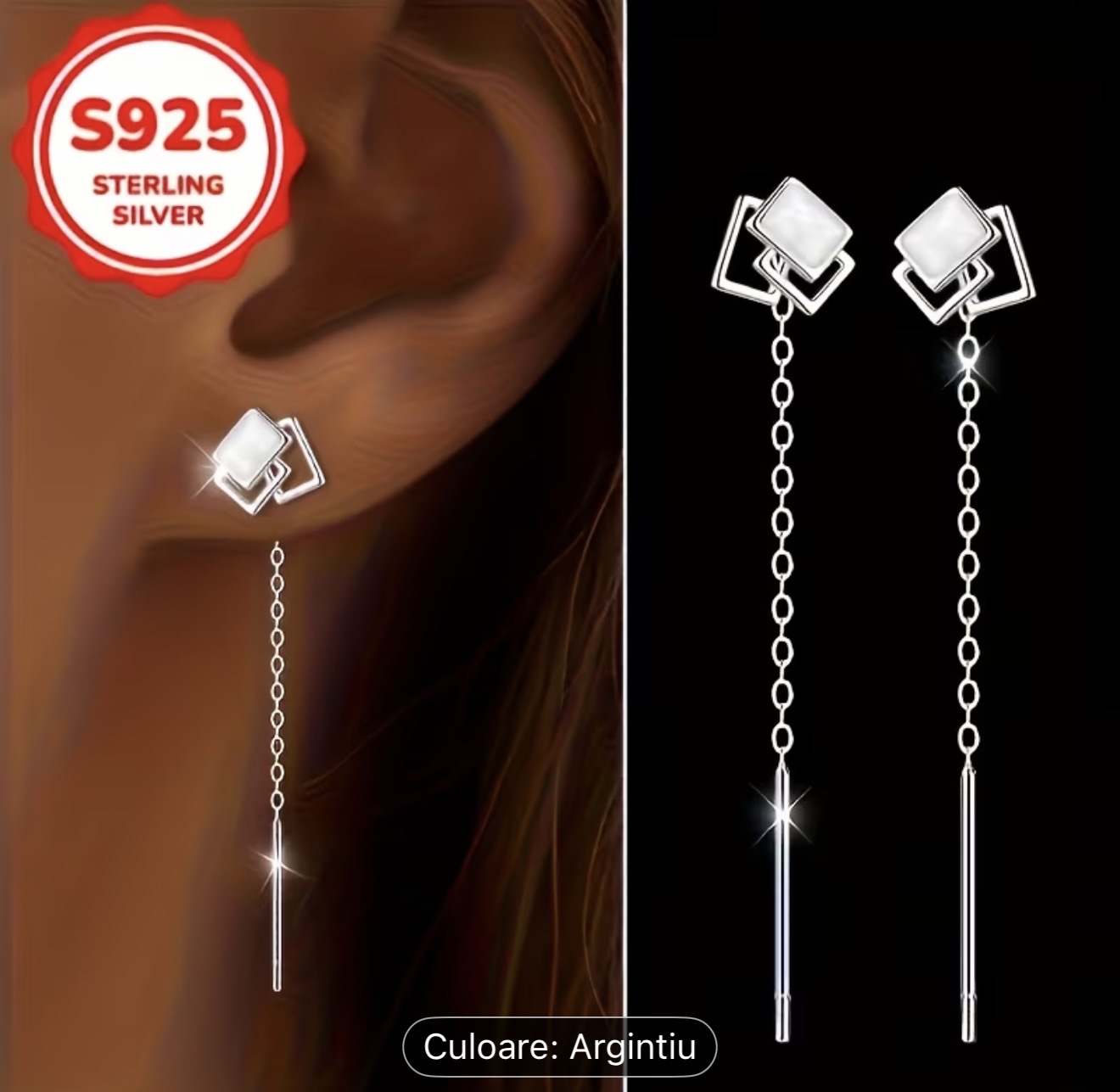 Cercei pandantivi din argint sterling